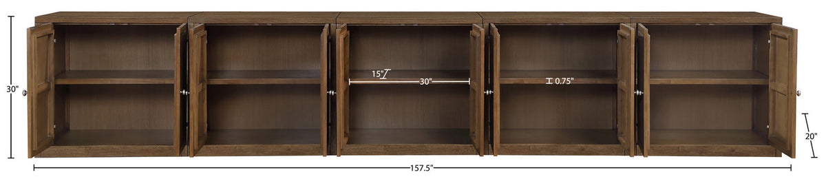 Vero Brown Cane Solid Wood And Oak Veneer 5 Piece Sideboard/Buffet