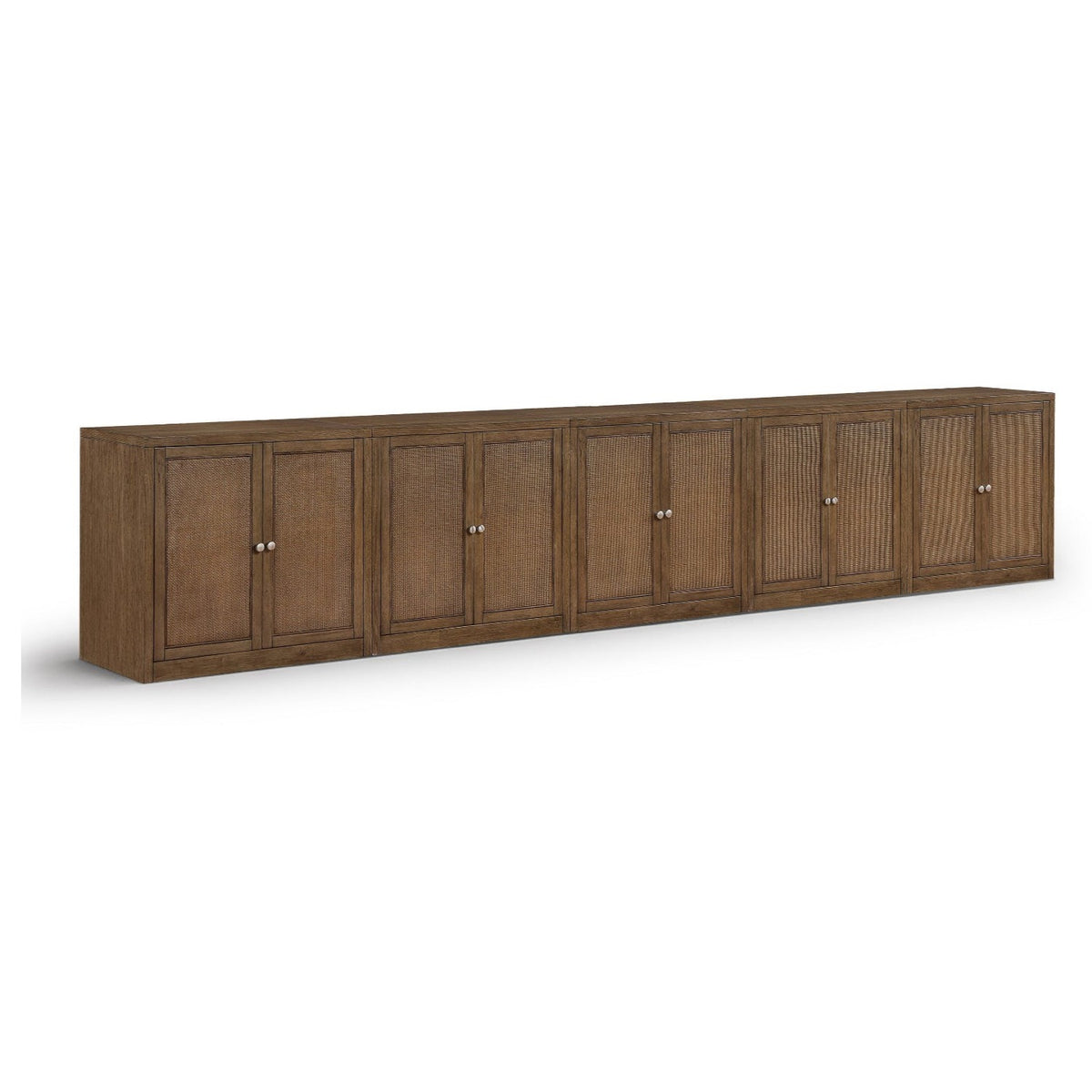 Vero Brown Cane, Solid Wood And Oak Veneer 5pc. Sideboard/Buffet in brown walnut oak veneer and cane, primary product view