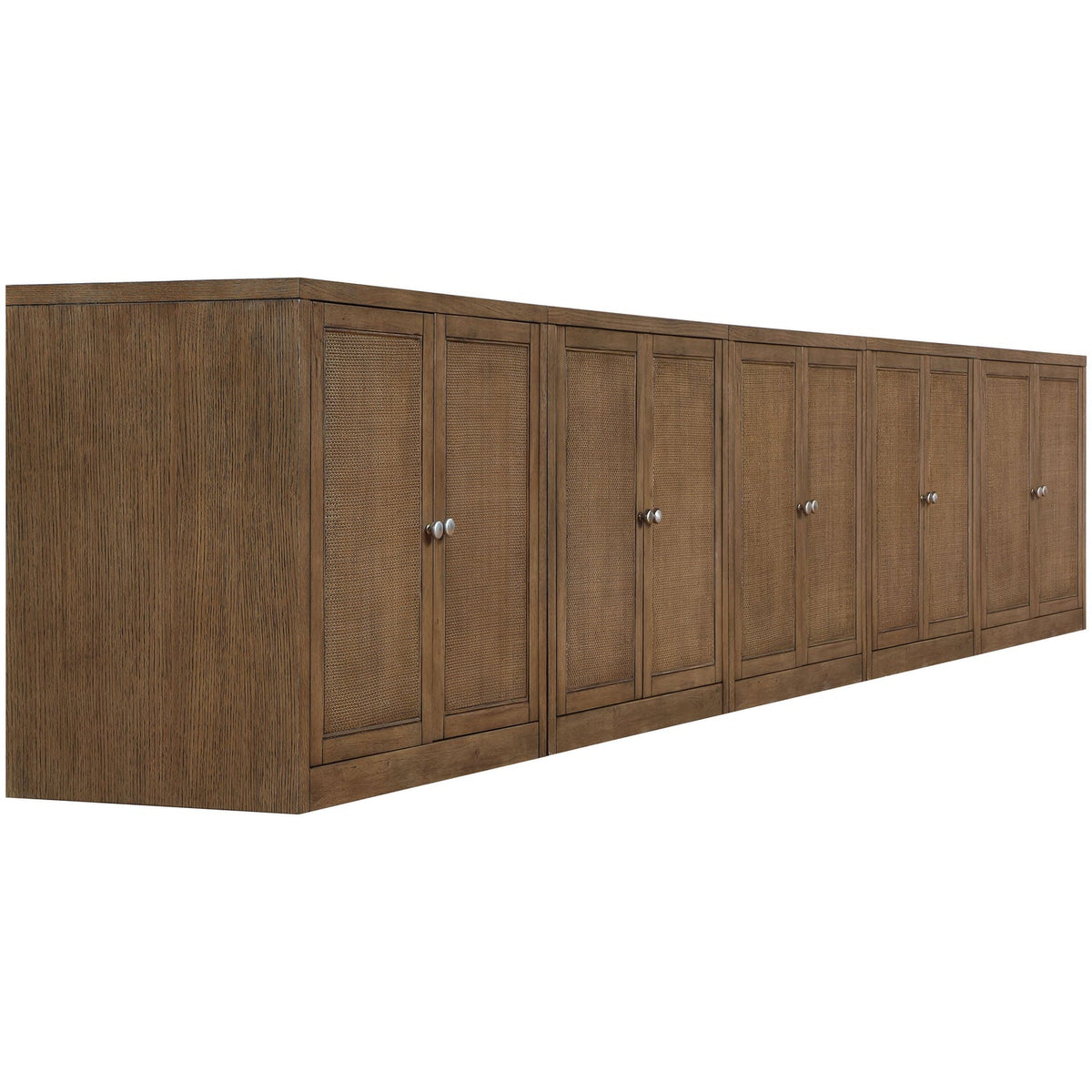Vero Brown Cane Solid Wood And Oak Veneer 5 Piece Sideboard/Buffet
