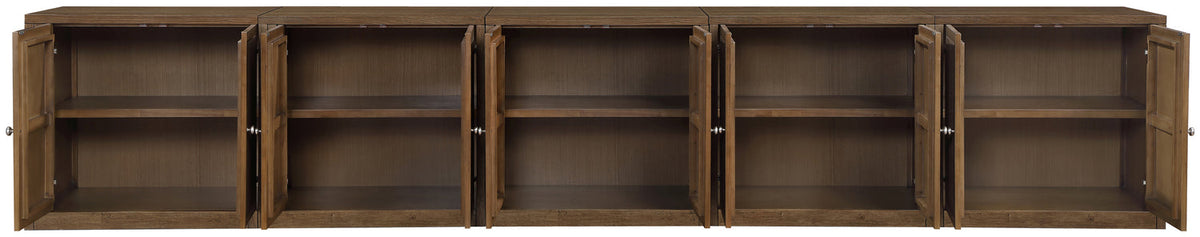 Vero Brown Cane Solid Wood And Oak Veneer 5 Piece Sideboard/Buffet