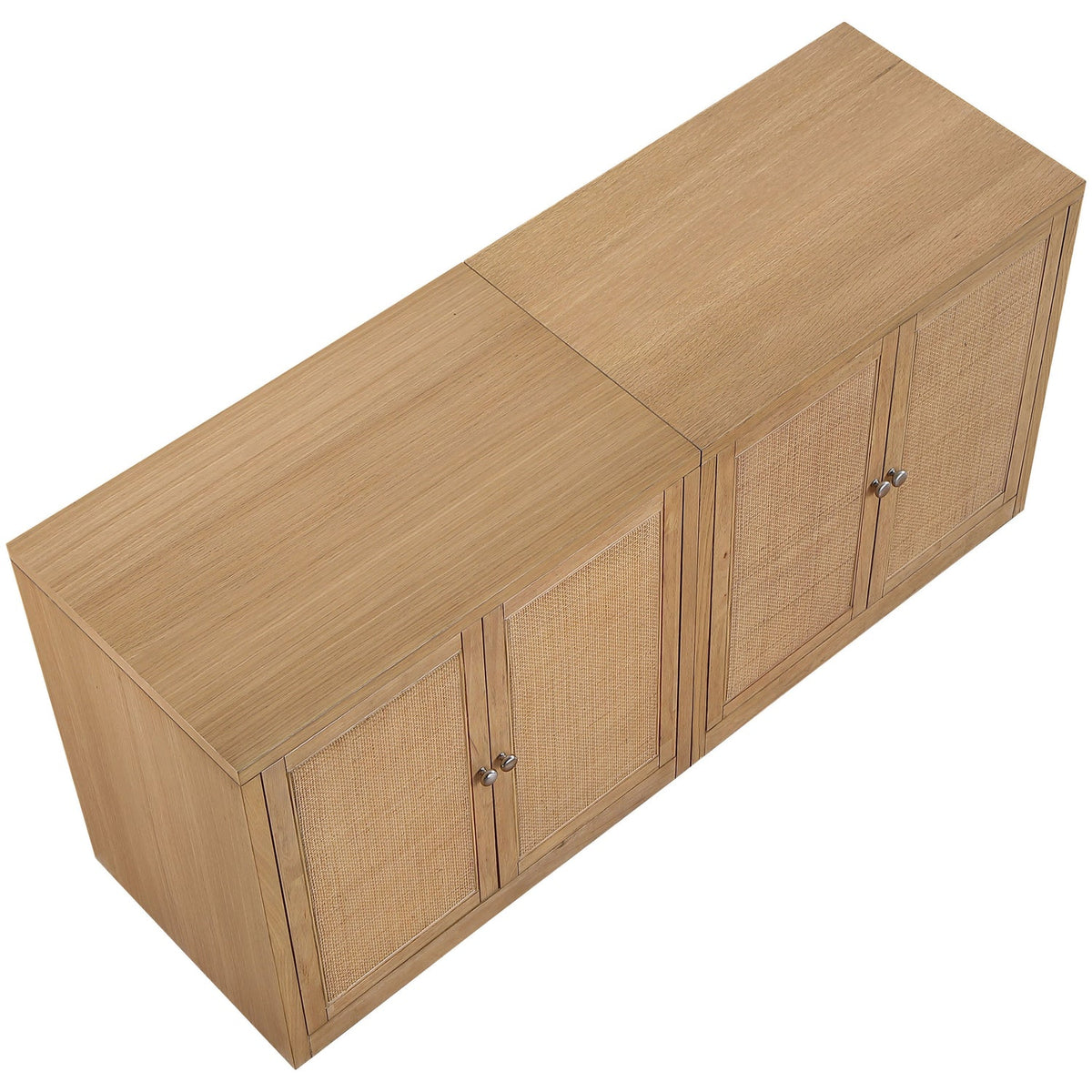 Vero Natural Cane Solid Wood And Oak Veneer 2 Piece Sideboard/Buffet