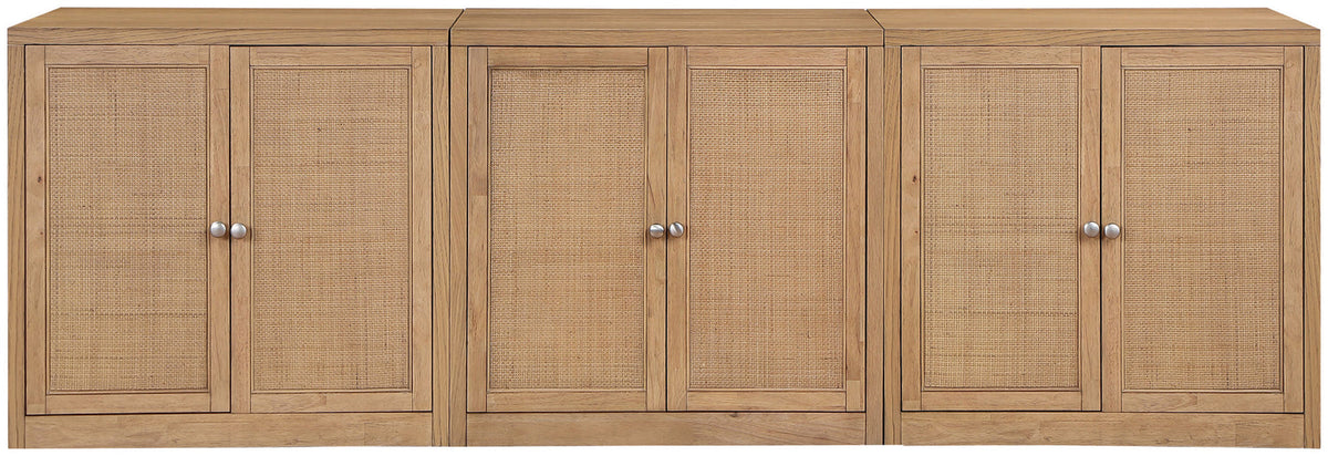 Vero Natural Cane Solid Wood And Oak Veneer 3 Piece Sideboard/Buffet