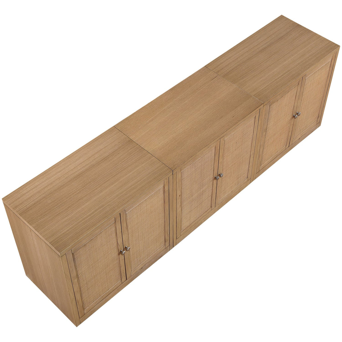 Vero Natural Cane Solid Wood And Oak Veneer 3 Piece Sideboard/Buffet