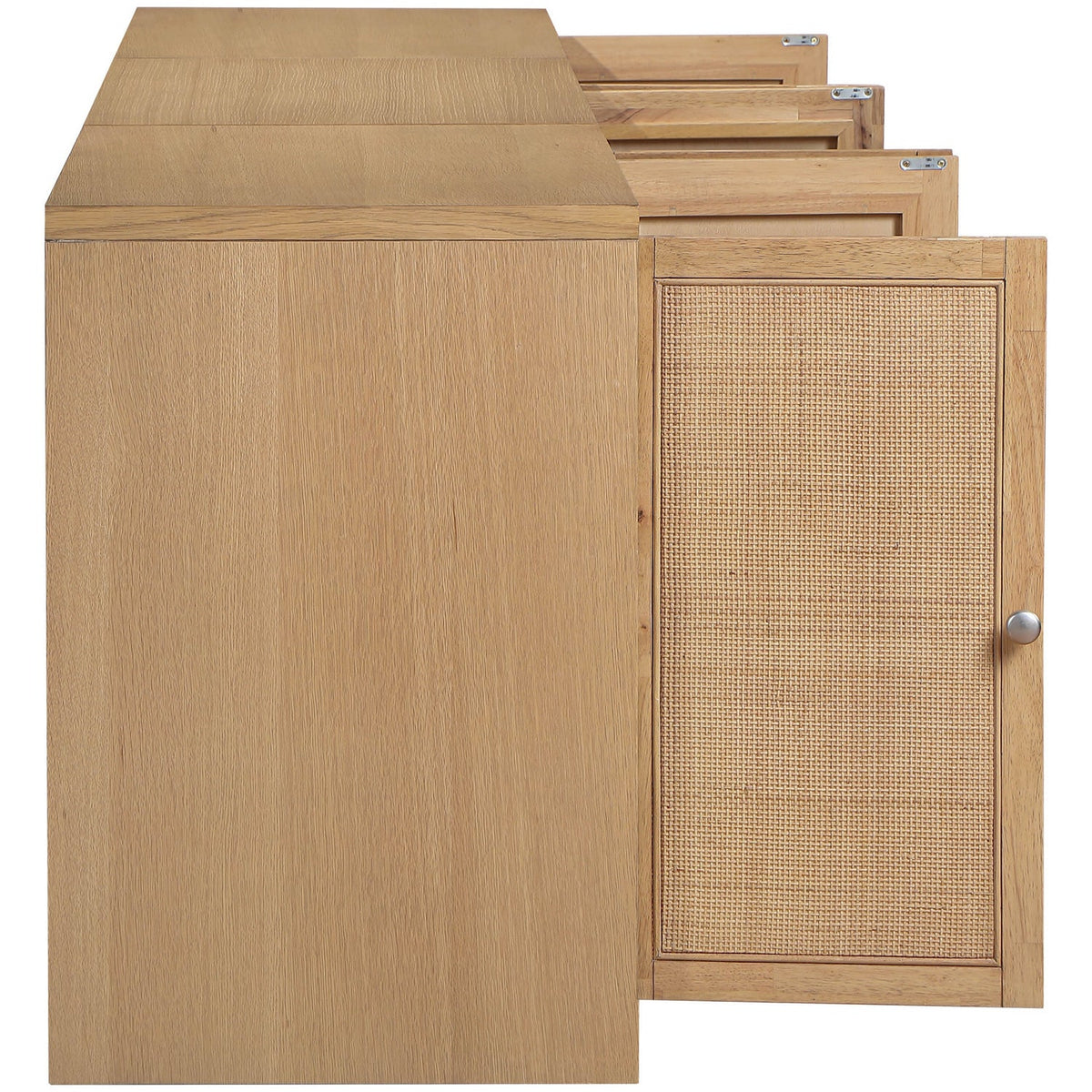 Vero Natural Cane Solid Wood And Oak Veneer 3 Piece Sideboard/Buffet