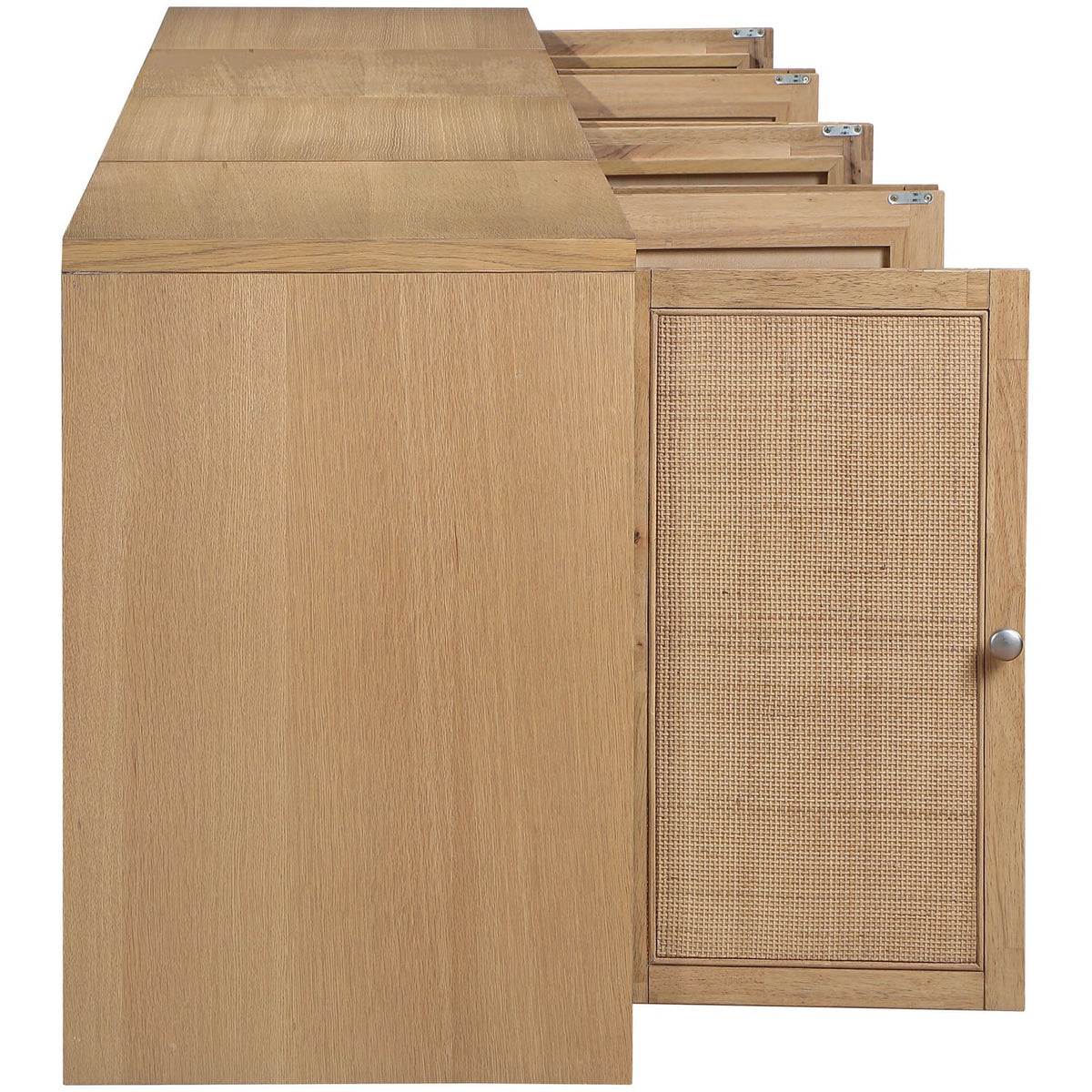 Vero Natural Cane Solid Wood And Oak Veneer 4 Piece Sideboard/Buffet