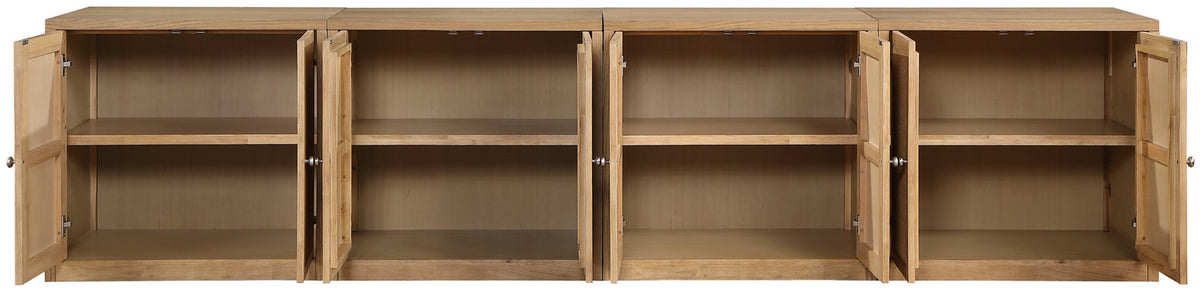 Vero Natural Cane Solid Wood And Oak Veneer 4 Piece Sideboard/Buffet