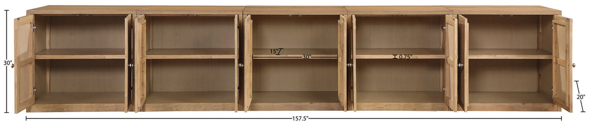 Vero Natural Cane Solid Wood And Oak Veneer 5 Piece Sideboard/Buffet