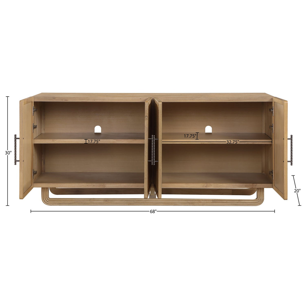 Sova Natural Cane Solid Wood And Oak Veneer Sideboard/Buffet