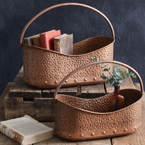 Hammered Copper Basket Set of 2