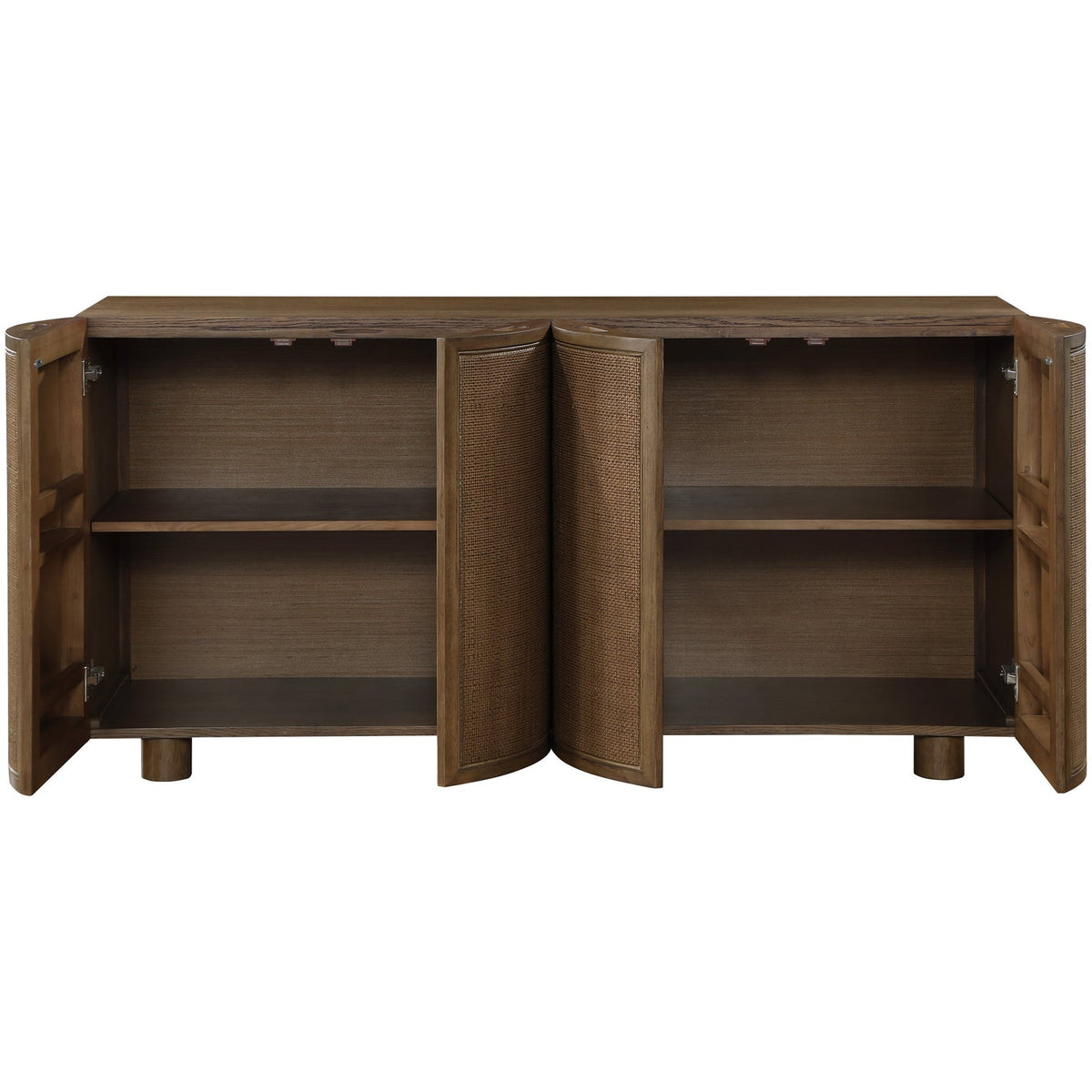Norin Brown Cane Solid Wood And Oak Veneer Sideboard/Buffet