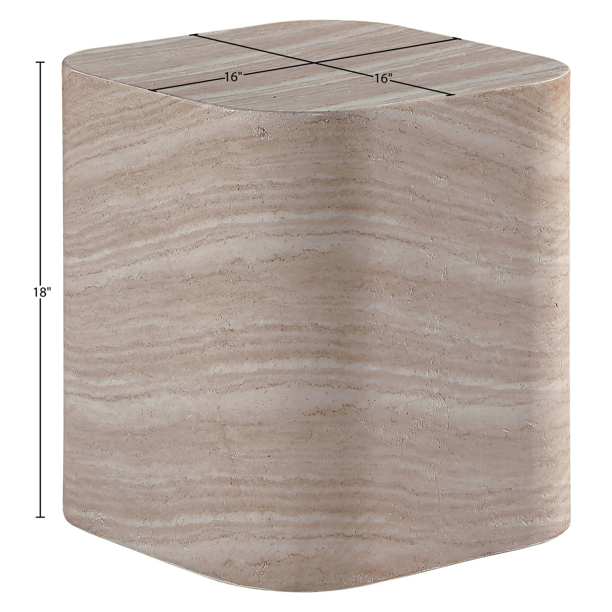 Vellon Travertine Concrete Indoor/Outdoor End Side Table Set of 2