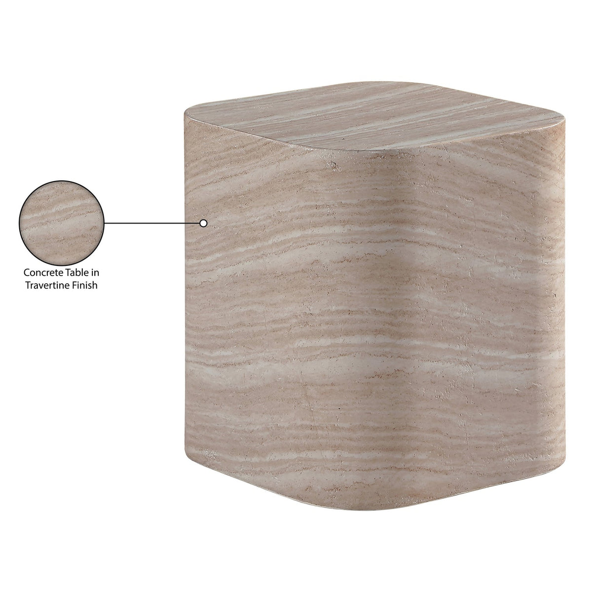 Vellon Travertine Concrete Indoor/Outdoor End Side Table Set of 2