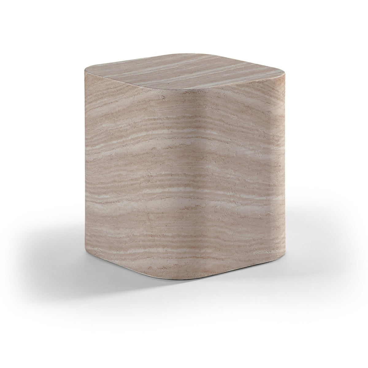 Vellon Travertine Concrete Indoor / Outdoor End / Side Table in travertine-finish concrete, primary product view