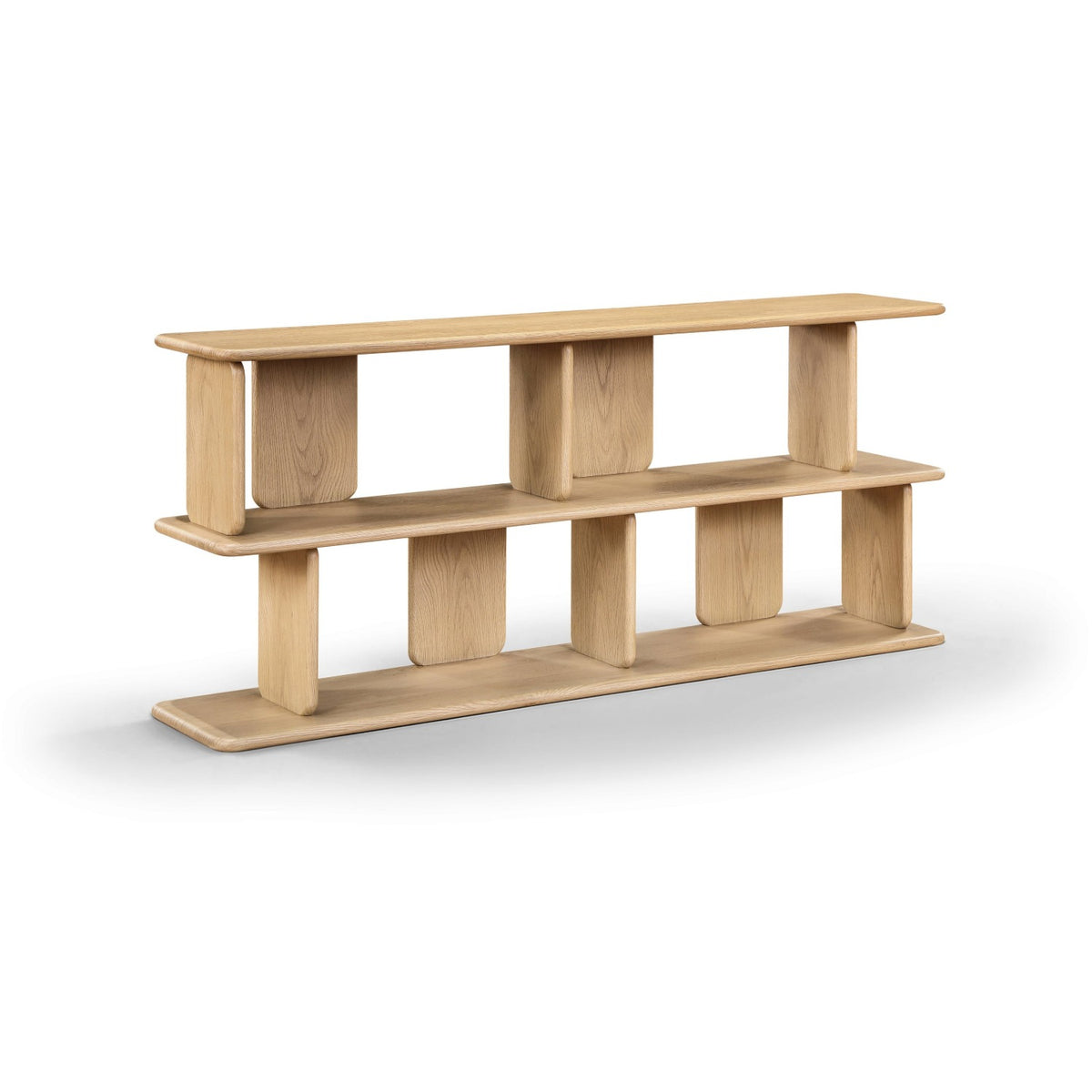 Nexa Natural Solid Wood And Oak Veneer Media Console in natural oak veneer over solid wood, primary product view