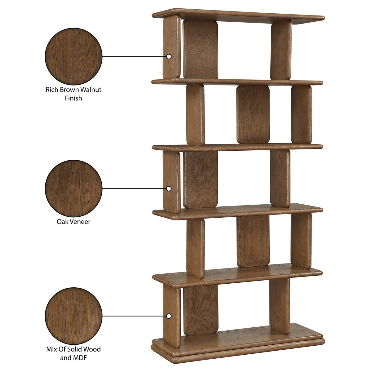 Nexa Brown Solid Wood And Oak Veneer Bookcase