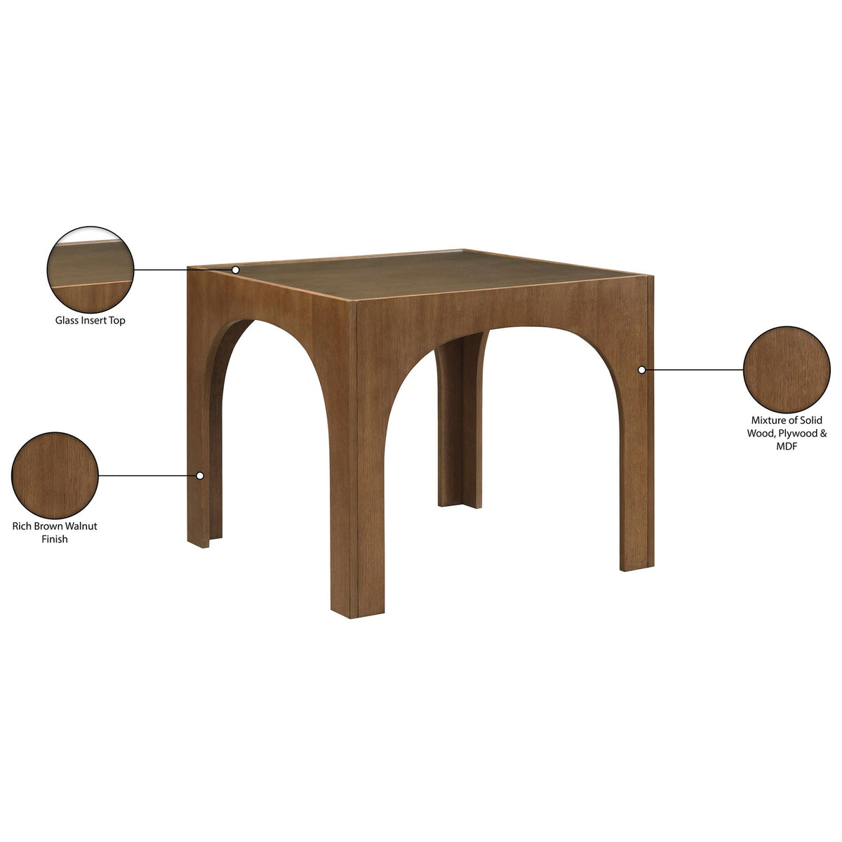 Waldorf 36.25in Brown Tempered Glass Top Dining Table