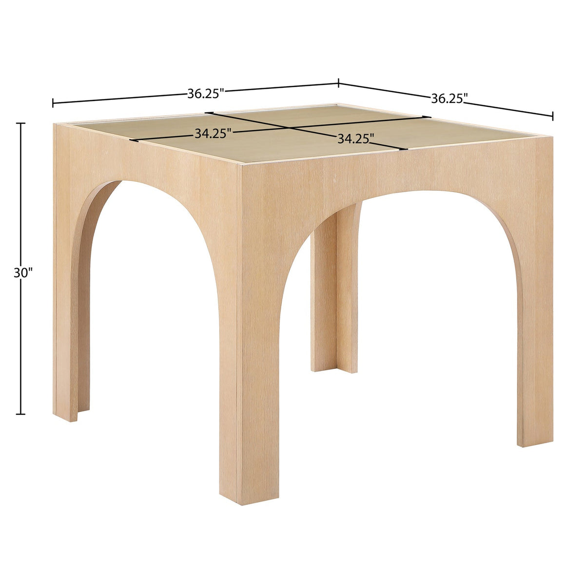 Waldorf 36.25in Natural Tempered Glass Top Dining Table