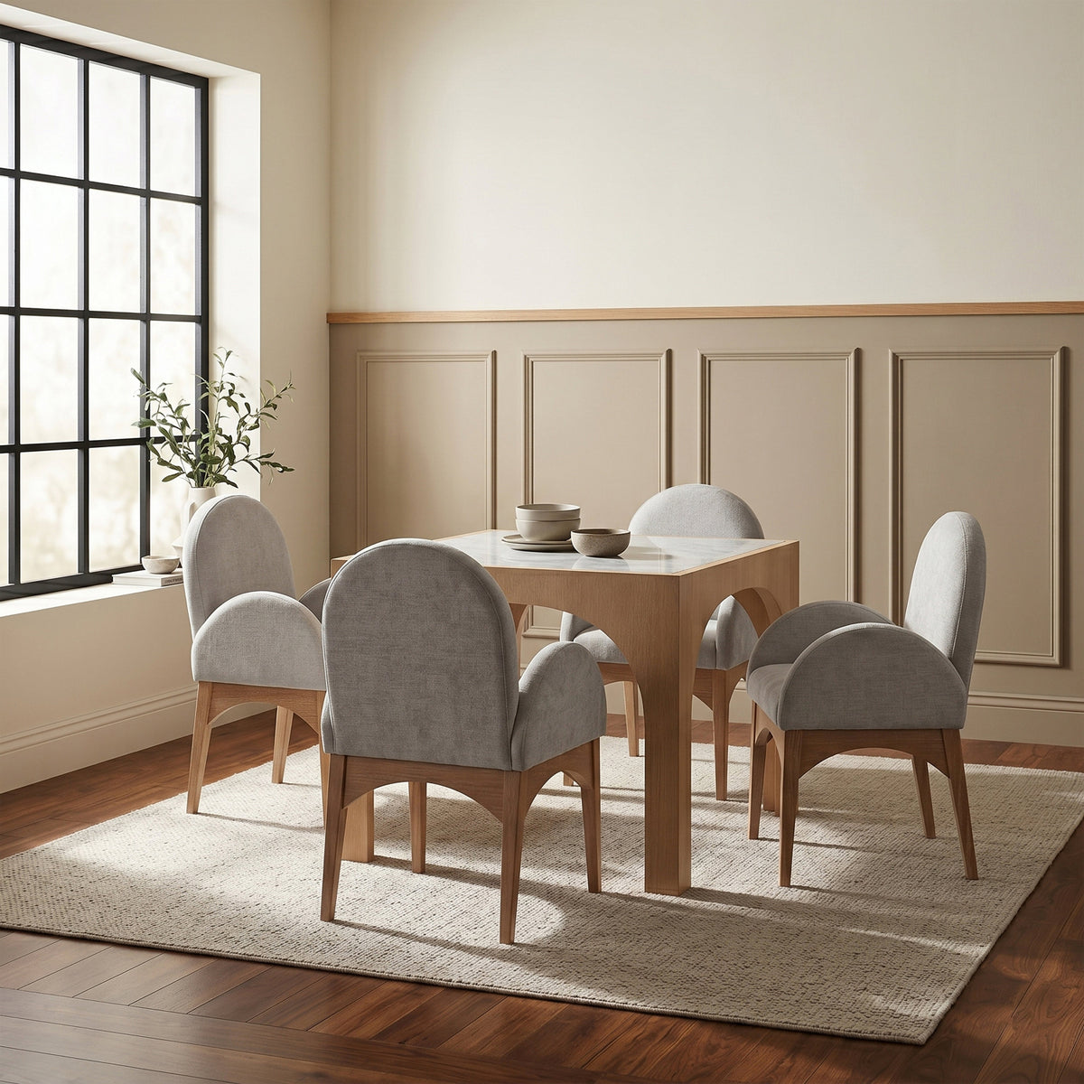 Waldorf 36.25in Natural Tempered Glass Top Dining Table