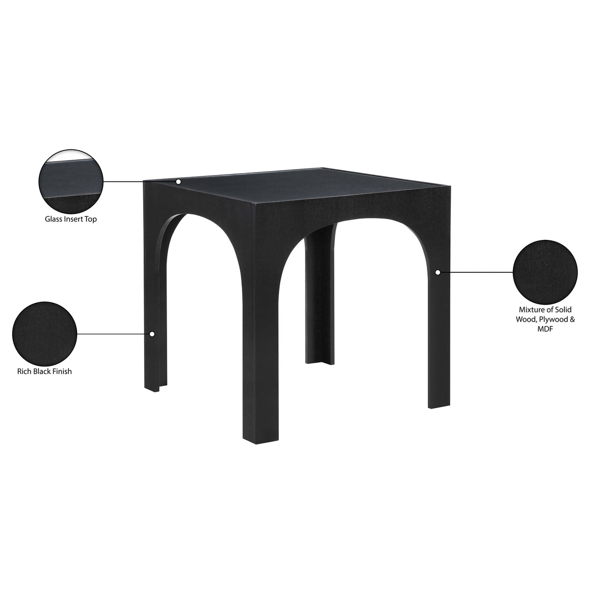 Waldorf 36.25in Black Tempered Glass Top Counter Table