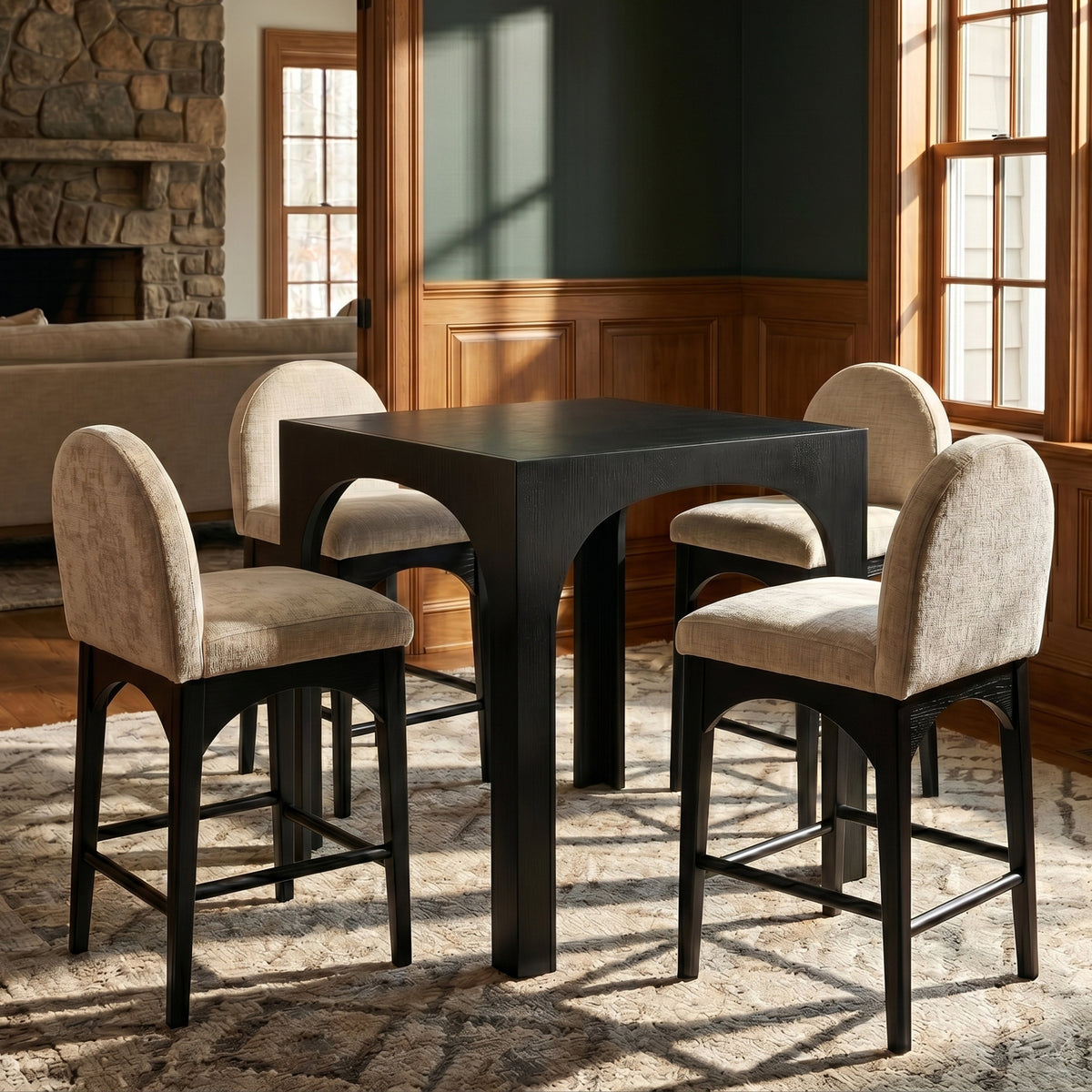 Waldorf 36.25in Black Tempered Glass Top Counter Table