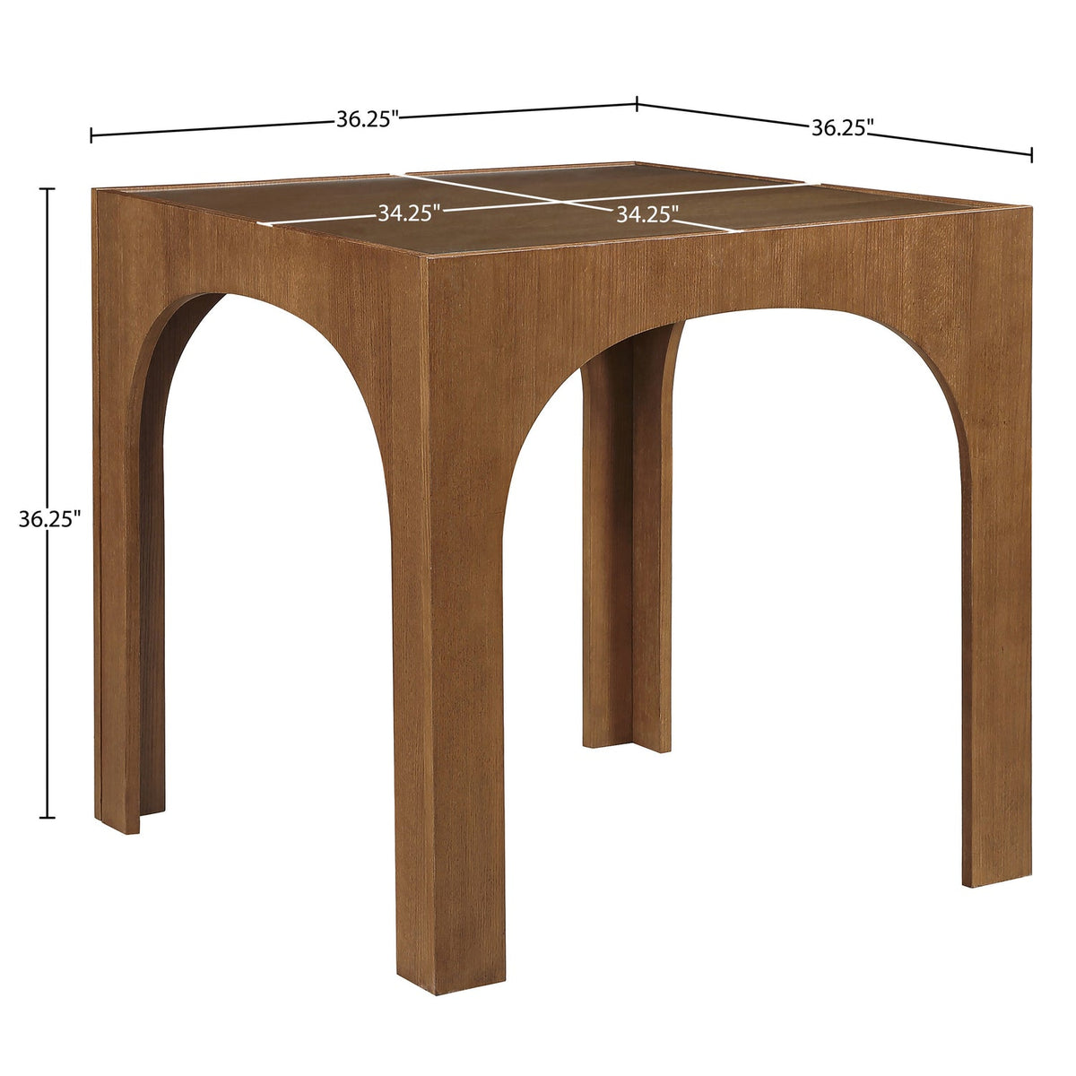 Waldorf 36.25in Brown Tempered Glass Top Counter Table