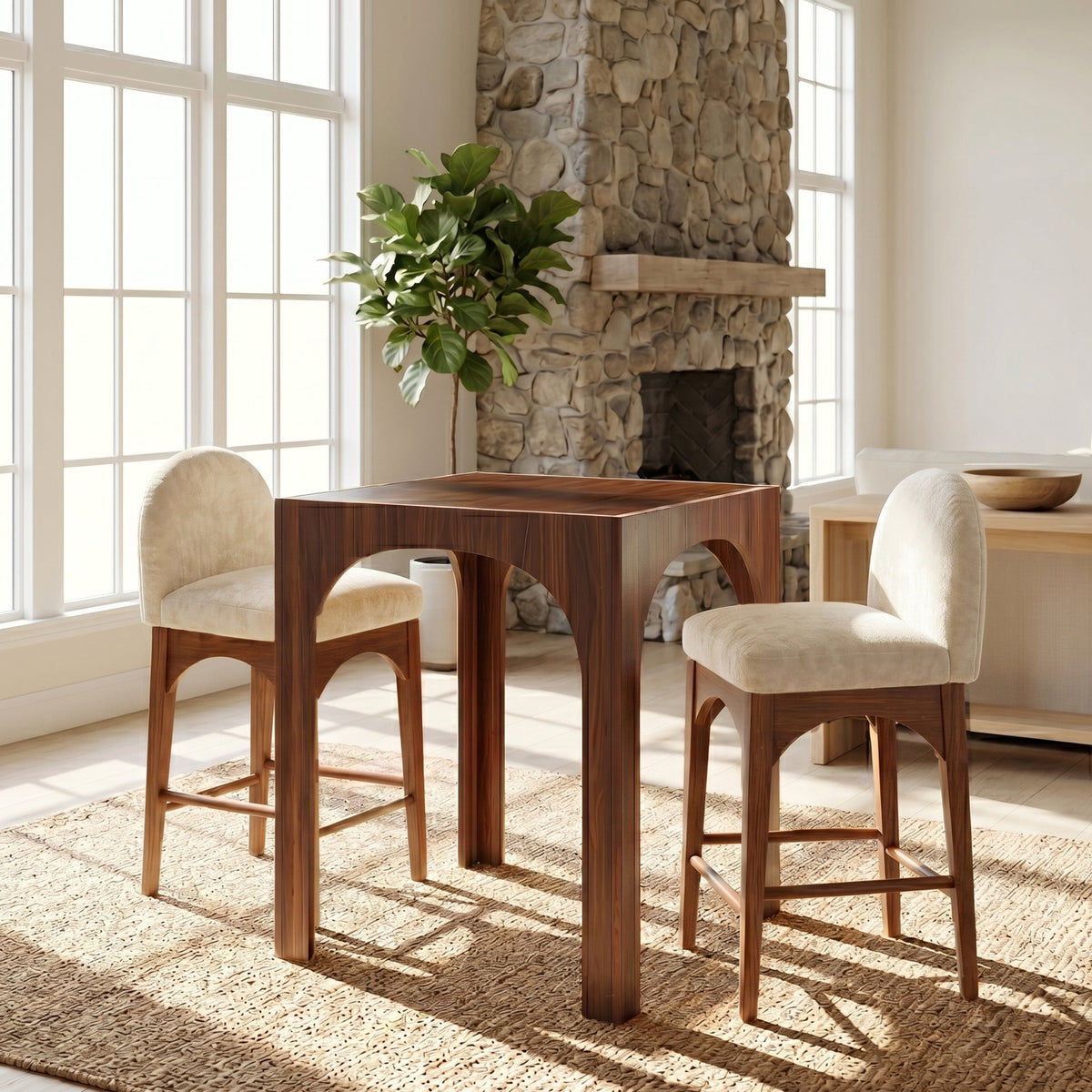 Waldorf 36.25in Brown Tempered Glass Top Counter Table