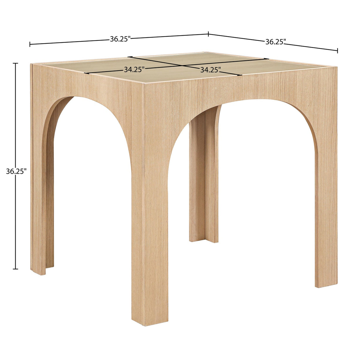 Waldorf 36.25in Natural Tempered Glass Top Counter Table