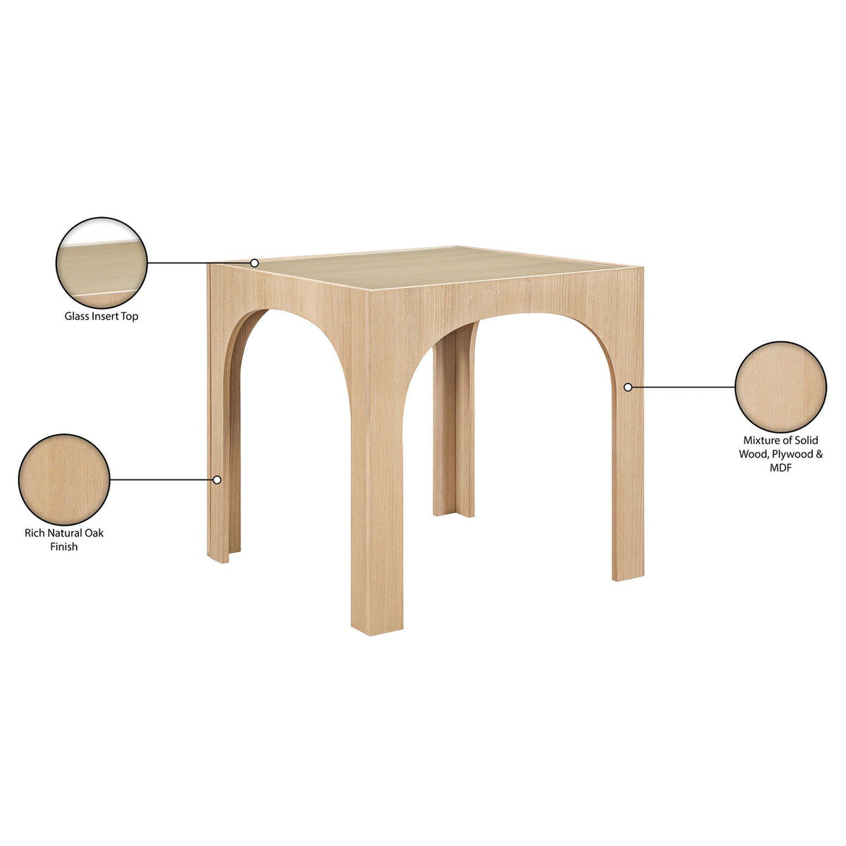 Waldorf 36.25in Natural Tempered Glass Top Counter Table