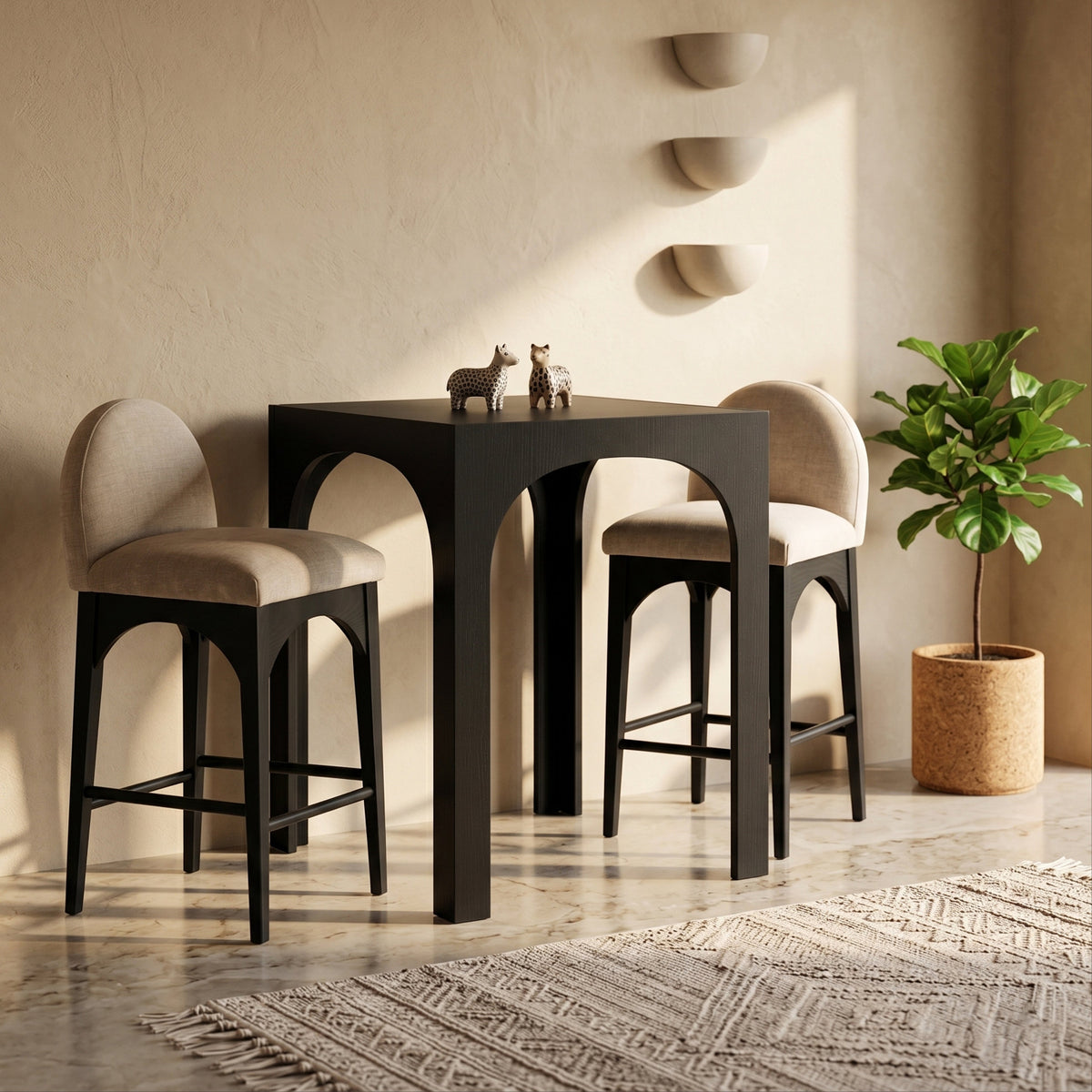 Waldorf 36.25in Black Tempered Glass Top Bar Height Table