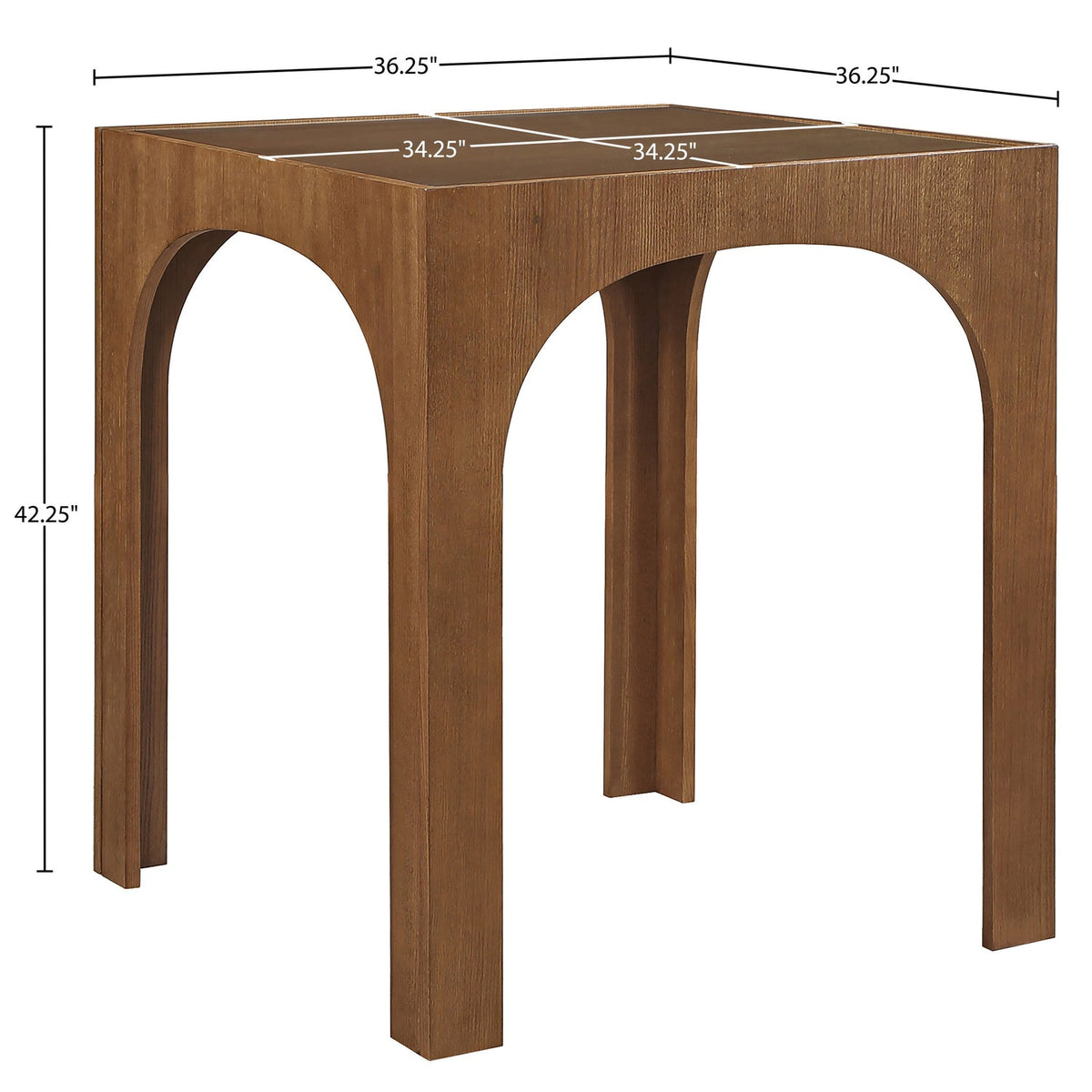 Waldorf 36.25in Brown Tempered Glass Top Bar Height Table