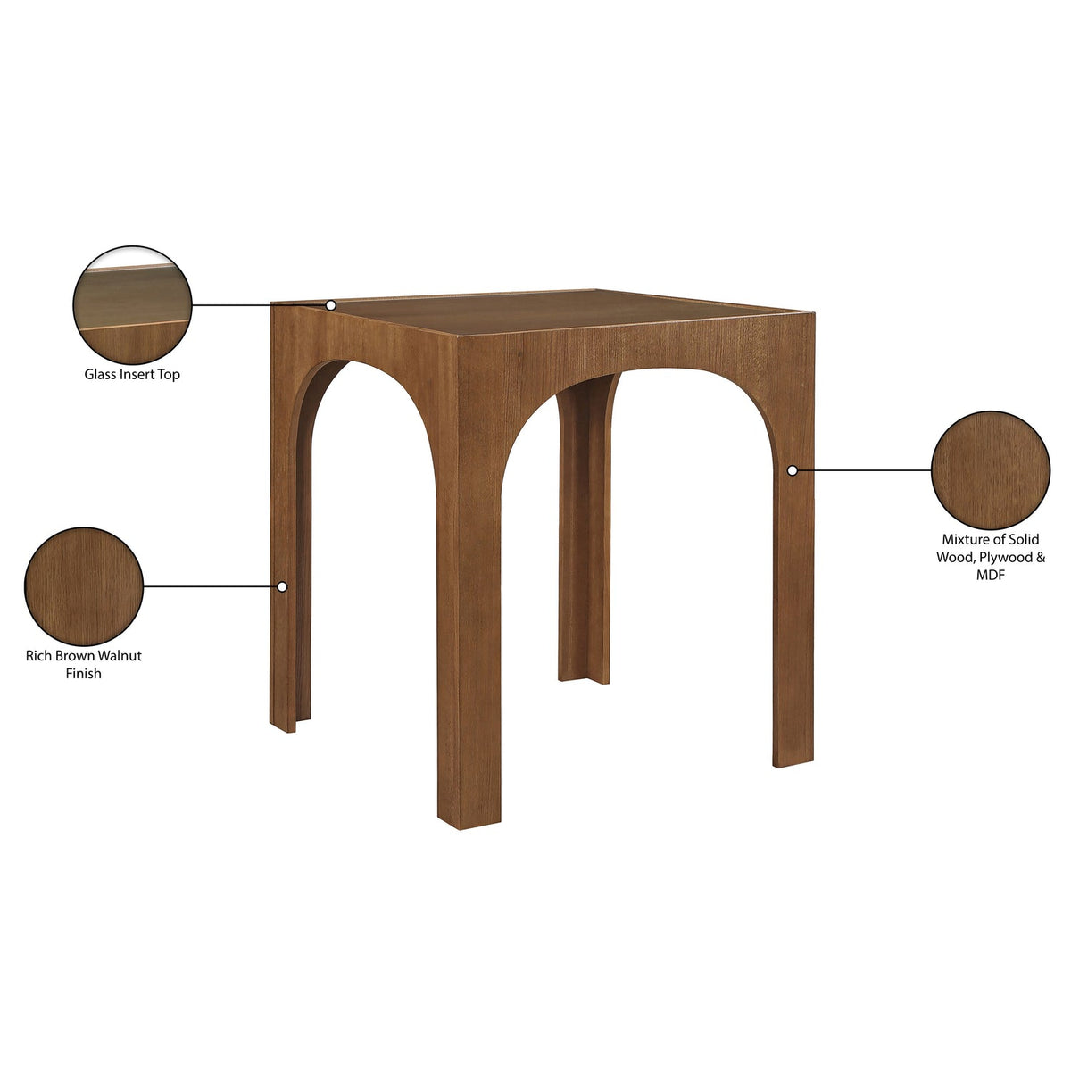 Waldorf 36.25in Brown Tempered Glass Top Bar Height Table