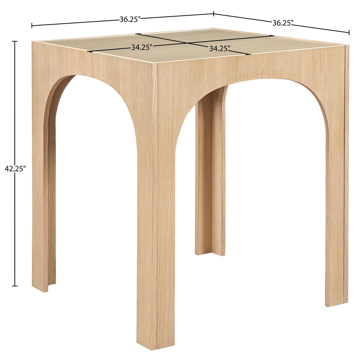 Waldorf 36.25in Natural Tempered Glass Top Bar Height Table