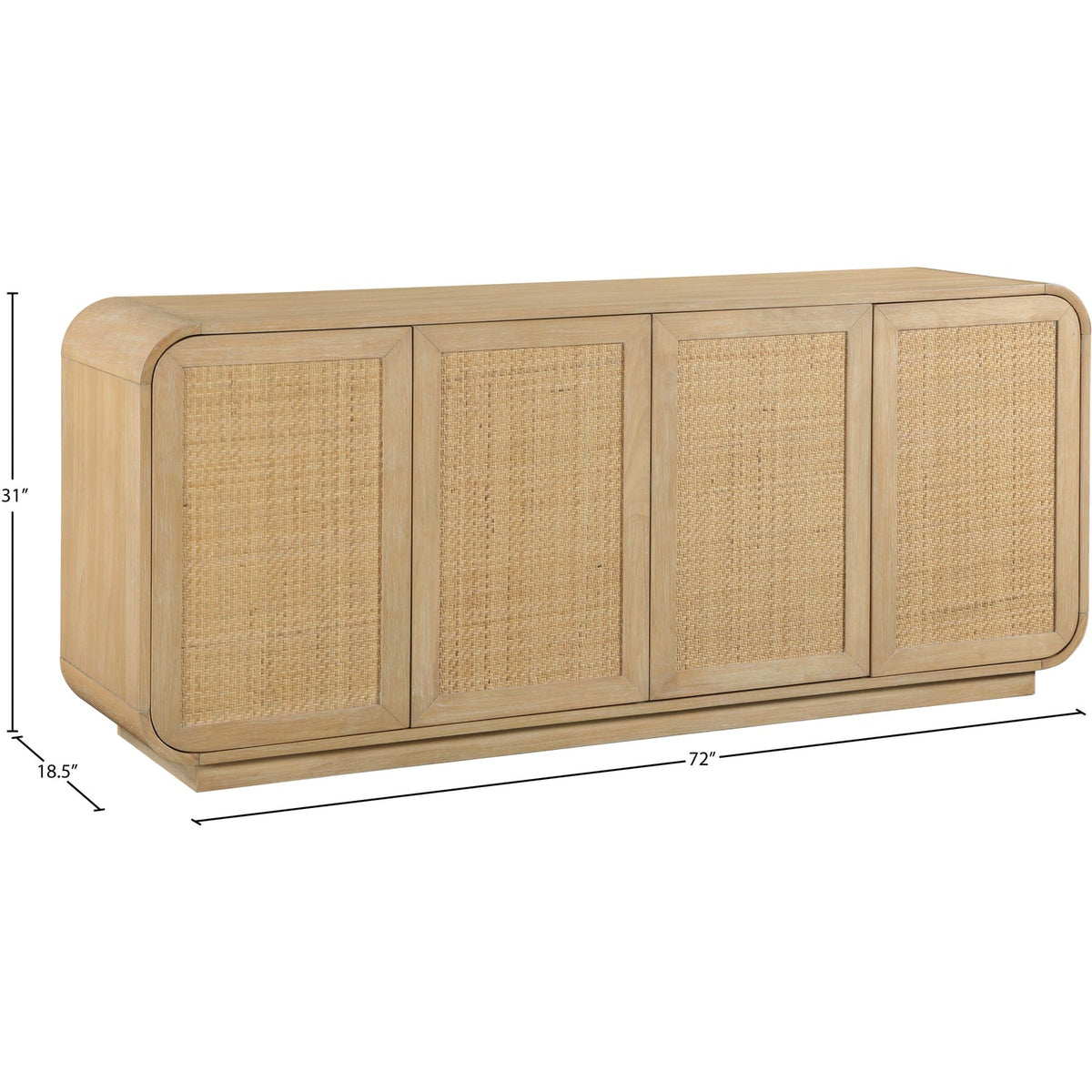 Windsor Natural Solid Wood And Natural Cane Sideboard Buffet