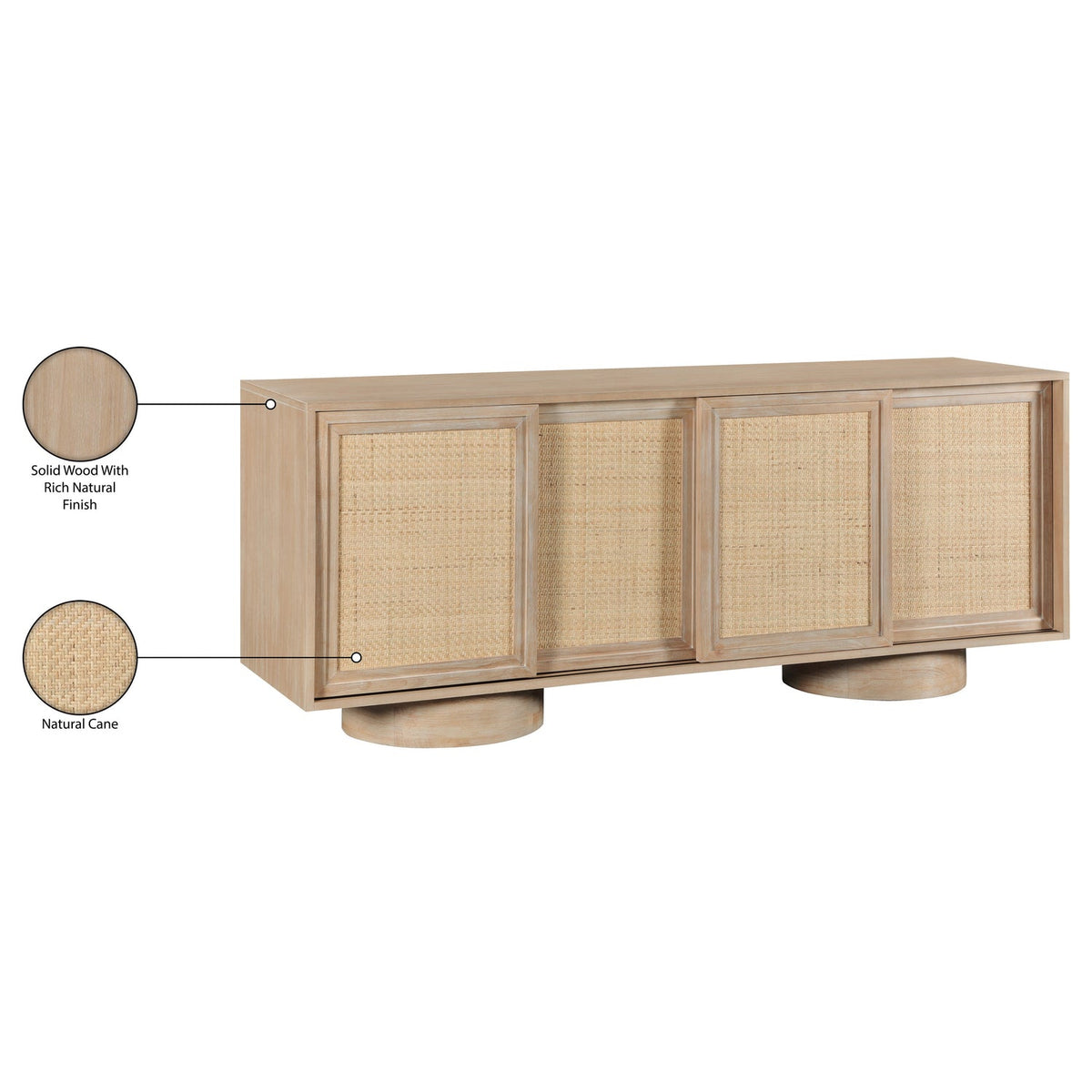 Windsor Natural Solid Wood And Natural Cane Sideboard Buffet