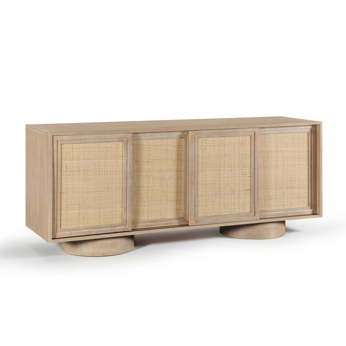 Windsor Natural Solid Wood And Natural Cane Sideboard / Buffet in natural cane and cylindrical legs, primary product view