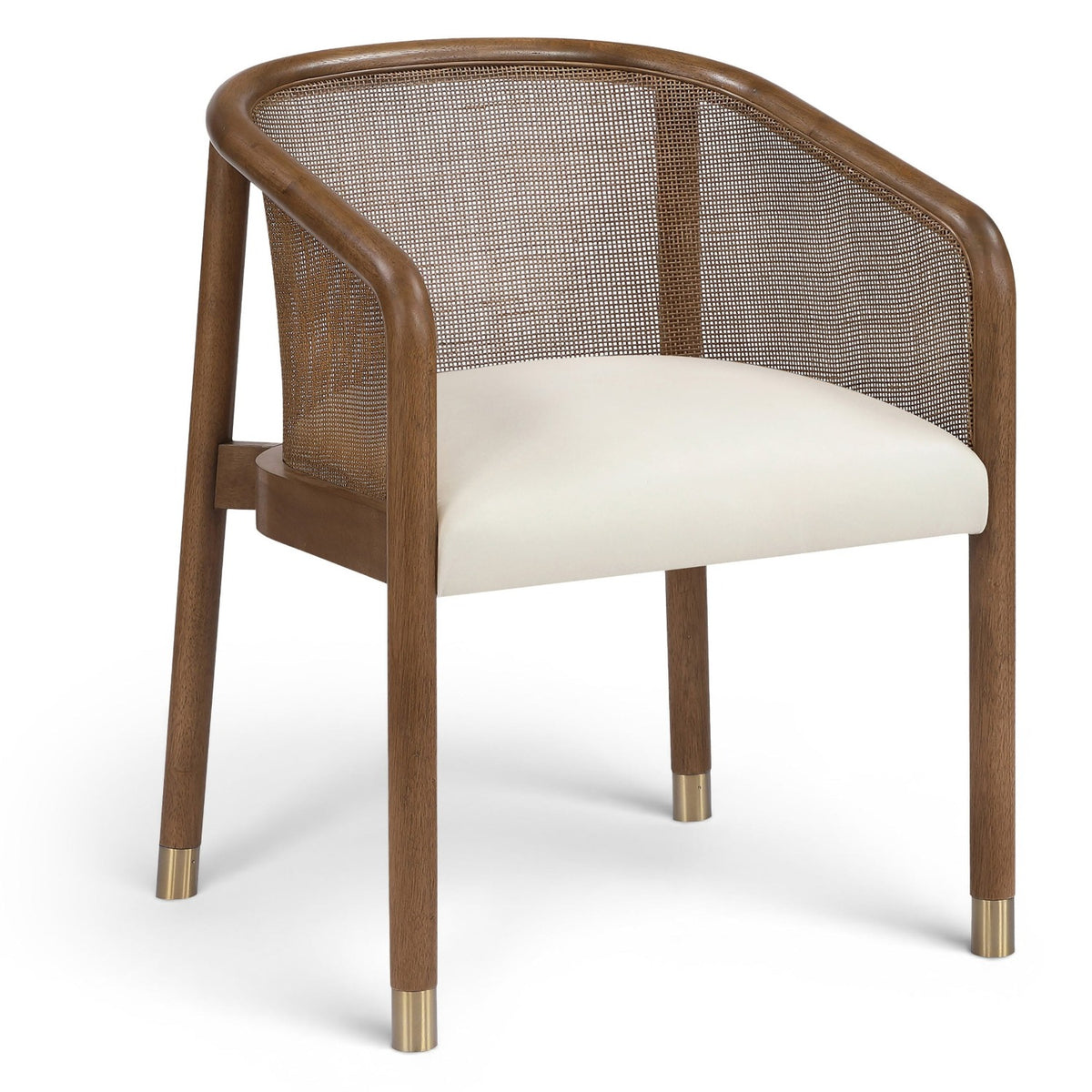 Sylvan Cream Vegan Leather Upholstered Dining Chair, Set of 2 in cream leather, walnut finish, primary product view