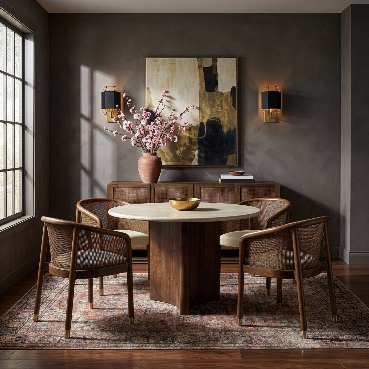 Sylvan Cream Vegan Leather Upholstered Dining Chair Set of 2