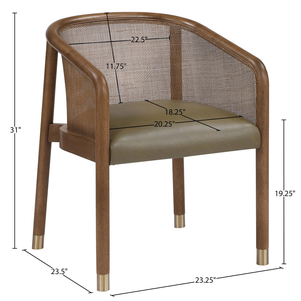 Sylvan Olive Vegan Leather Upholstered Dining Chair Set of 2