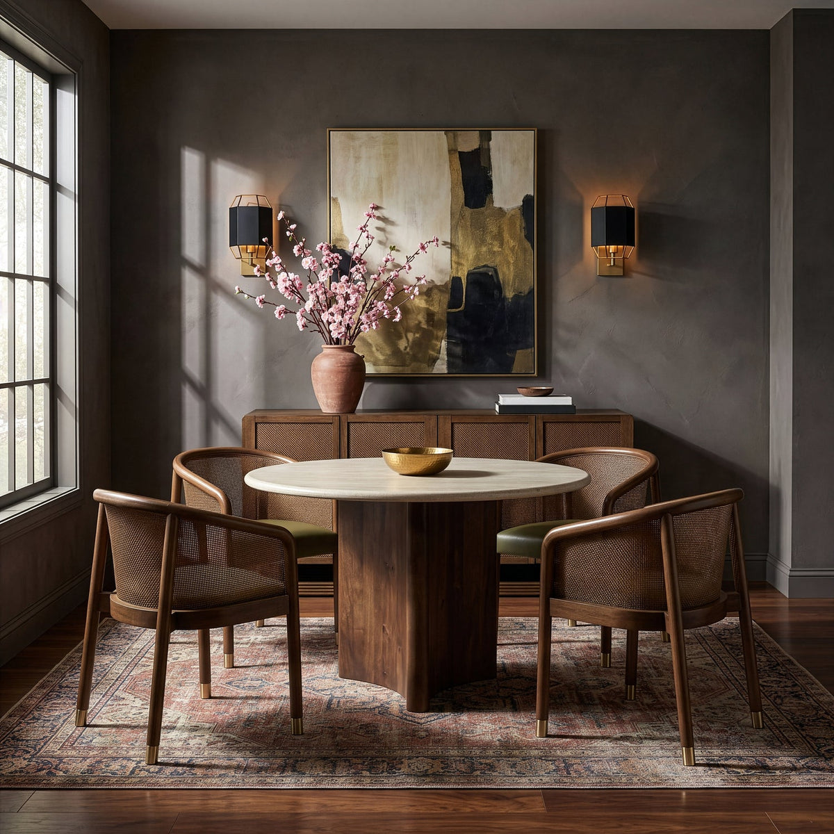 Sylvan Olive Vegan Leather Upholstered Dining Chair Set of 2