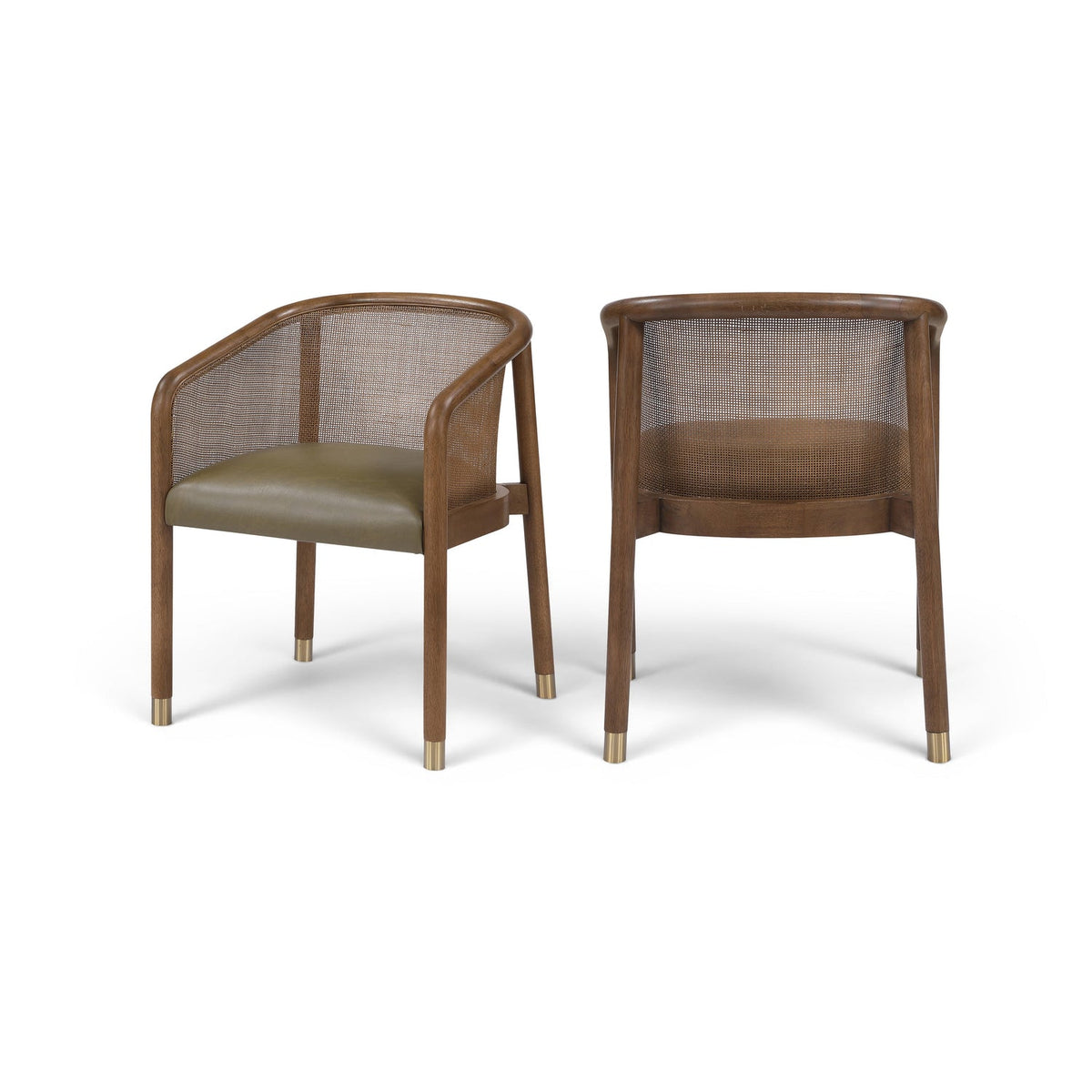 Sylvan Olive Vegan Leather Upholstered Dining Chair Set of 2
