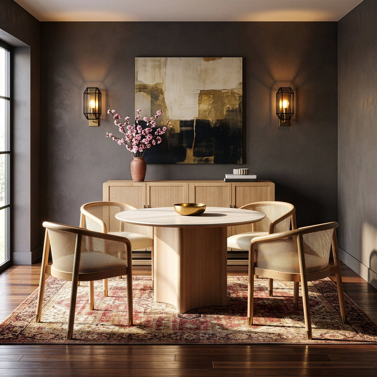 Sylvan Cream Vegan Leather Upholstered Dining Chair Set of 2