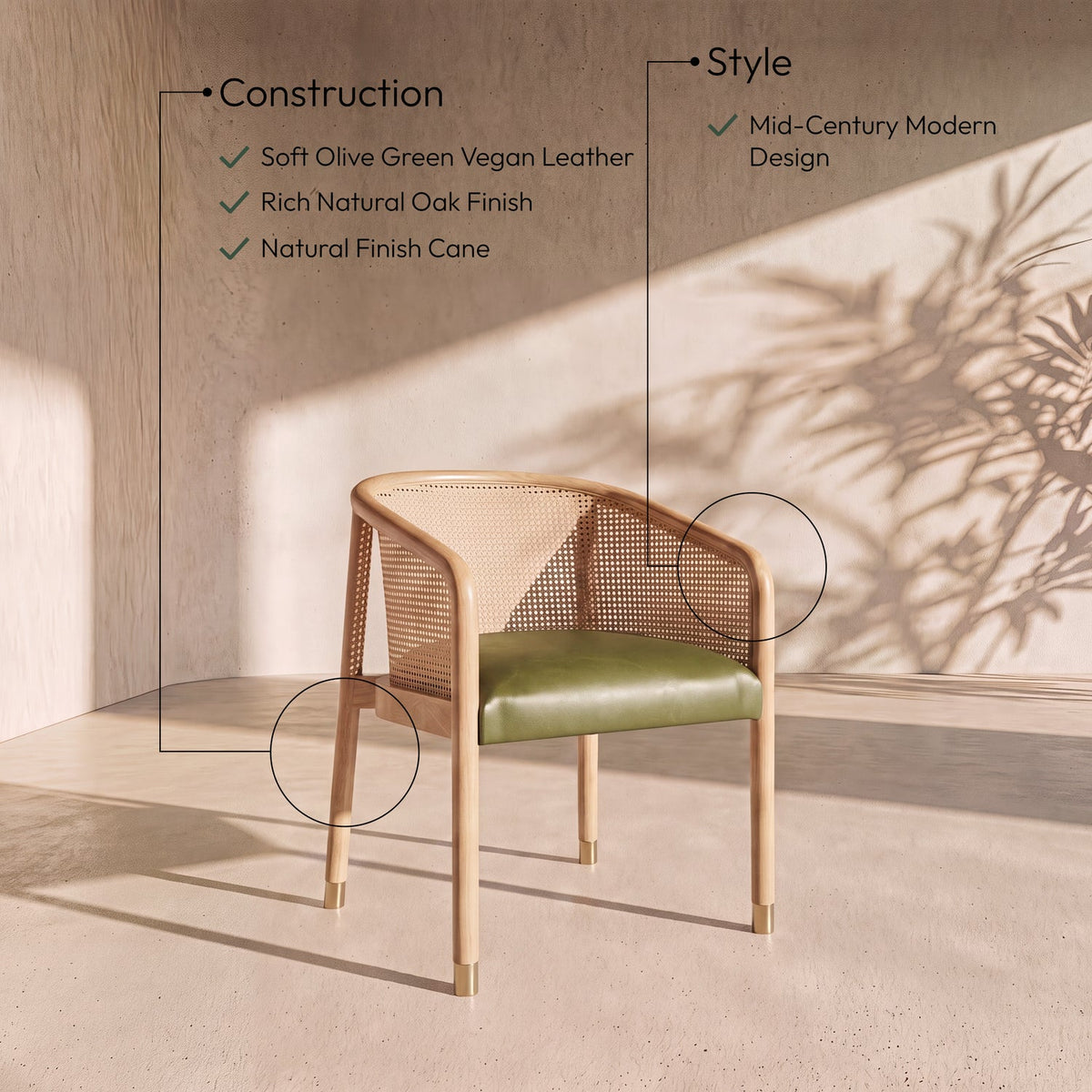 Sylvan Olive Vegan Leather Upholstered Dining Chair Set of 2
