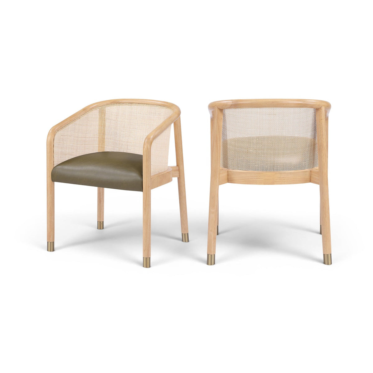 Sylvan Olive Vegan Leather Upholstered Dining Chair Set of 2