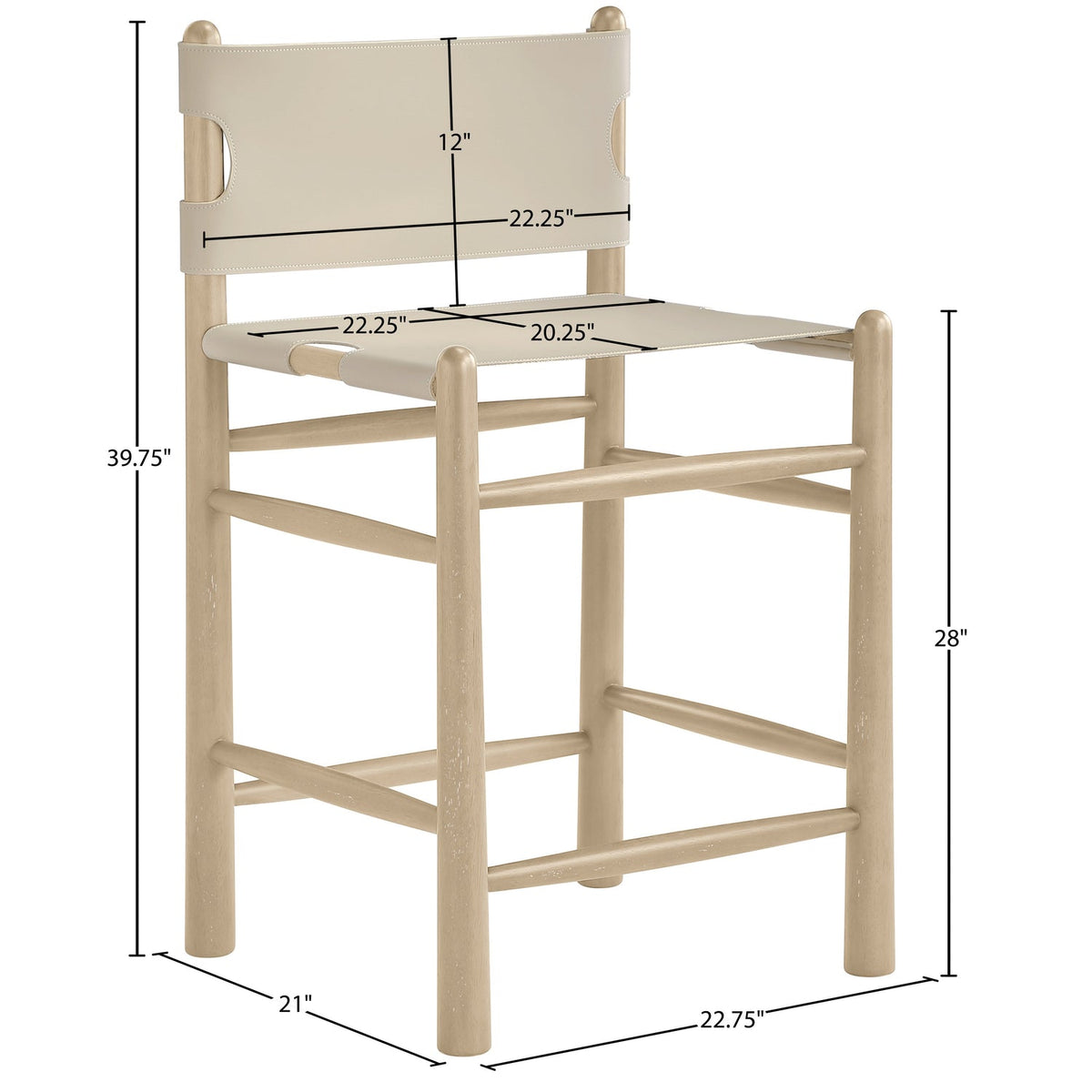 Santos Beige Vegan Leather Upholstered Counter Stool Set of 2