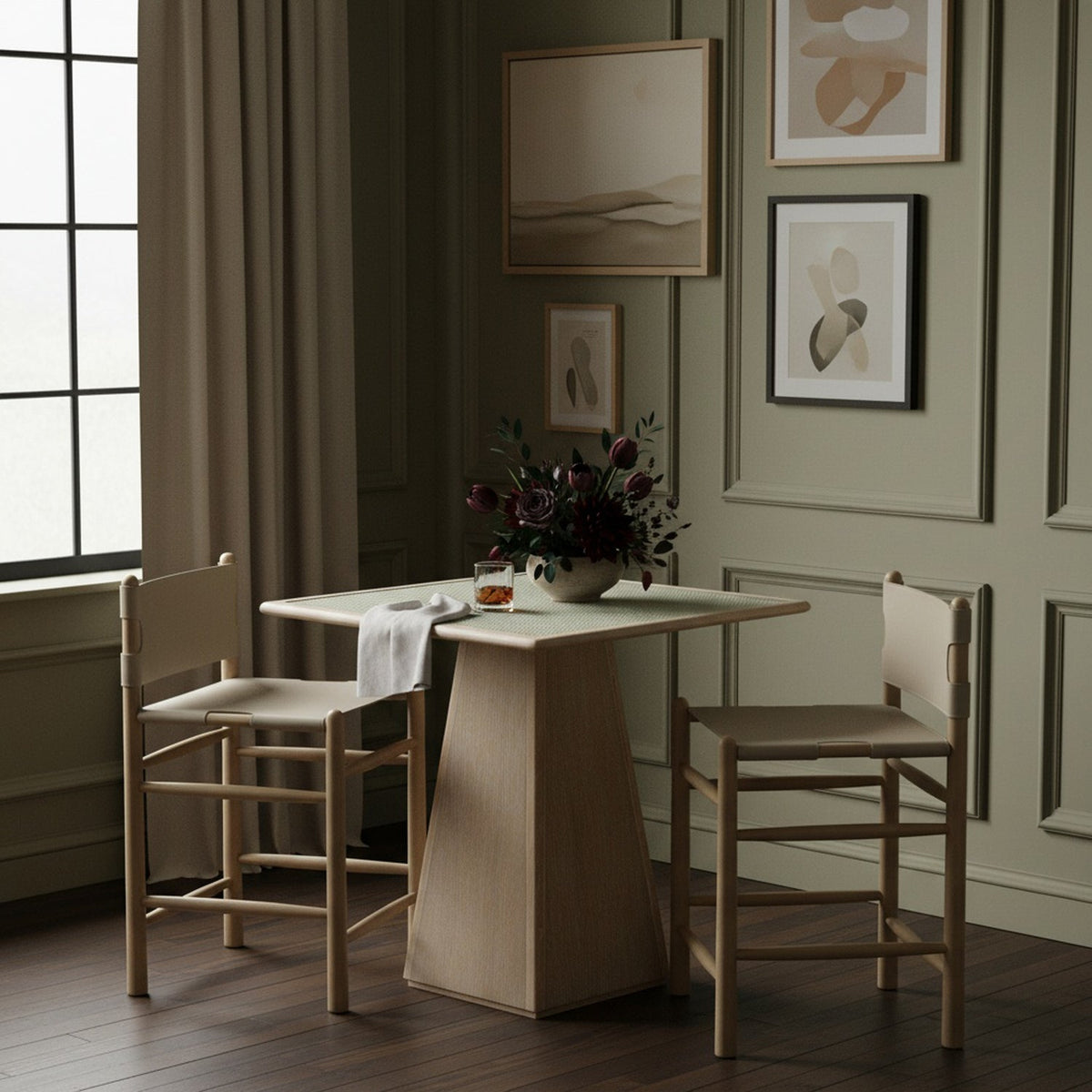 Santos Beige Vegan Leather Upholstered Counter Stool Set of 2