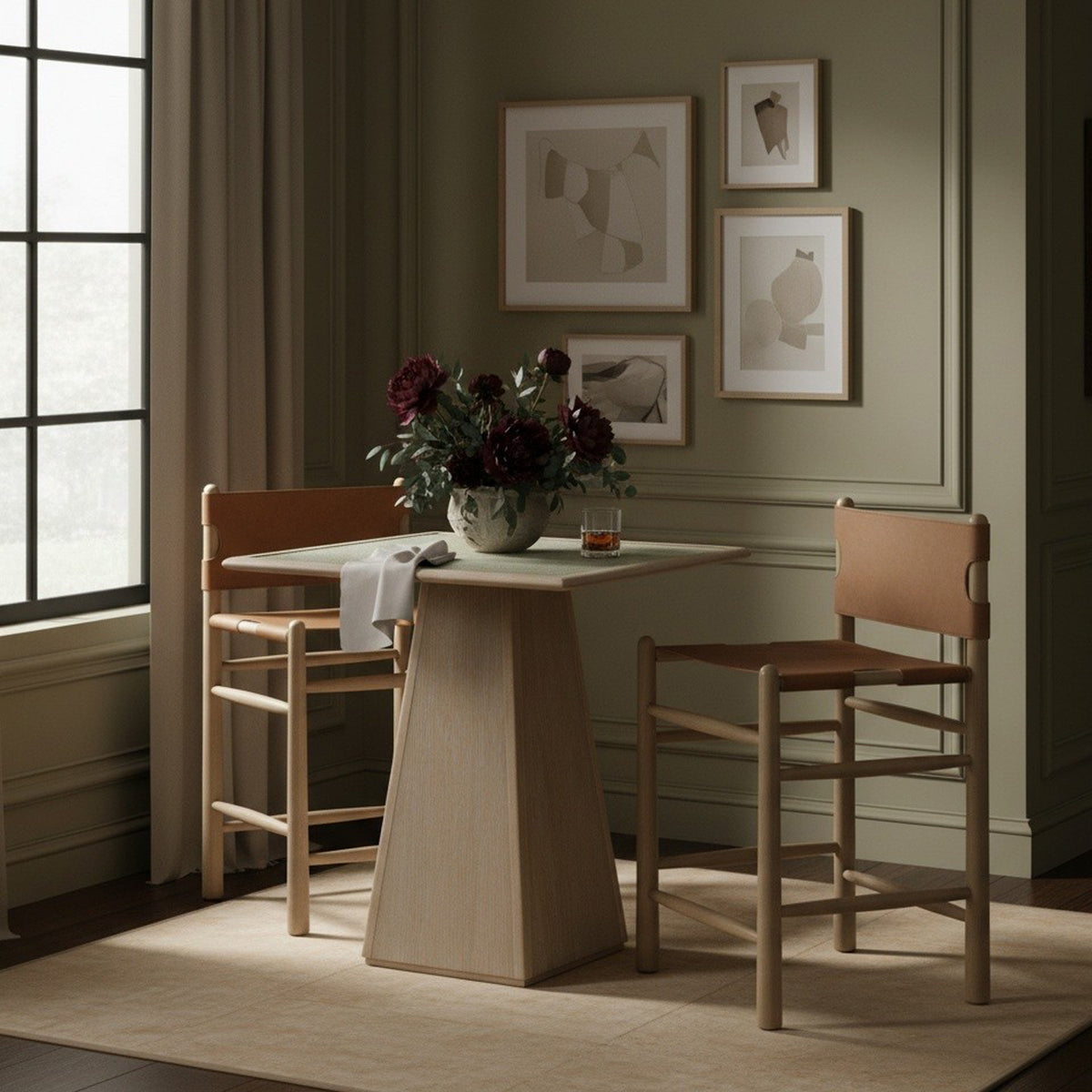 Santos Brown Vegan Leather Upholstered Counter Stool Set of 2