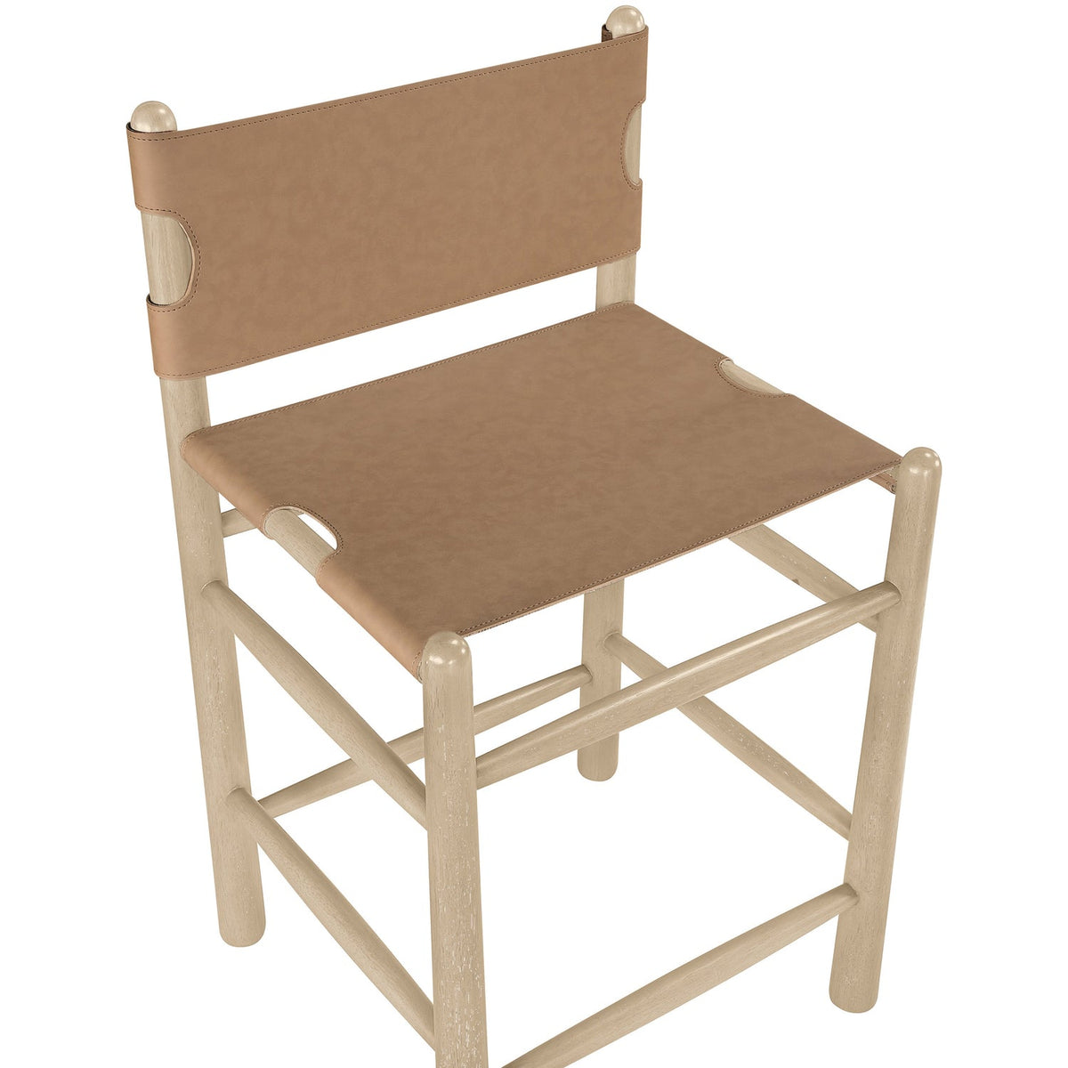 Santos Brown Vegan Leather Upholstered Counter Stool Set of 2