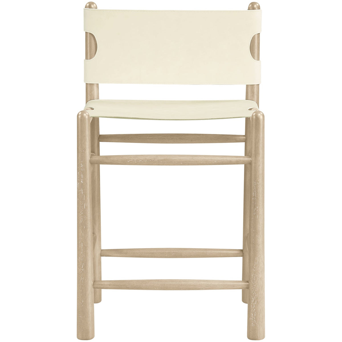 Santos Cream Vegan Leather Upholstered Counter Stool Set of 2