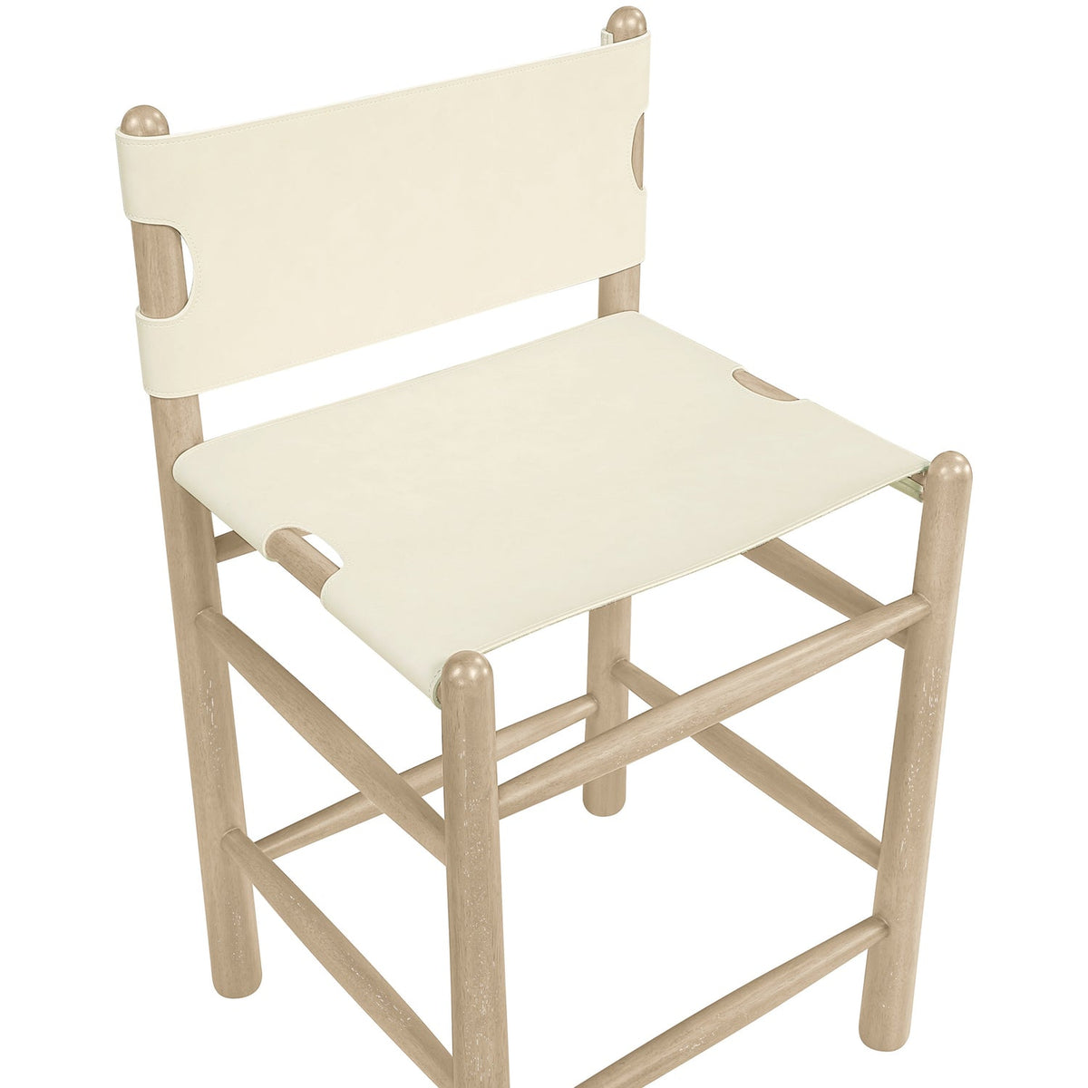Santos Cream Vegan Leather Upholstered Counter Stool Set of 2