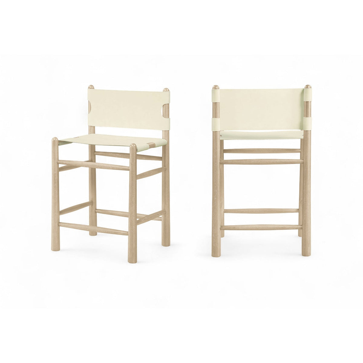 Santos Cream Vegan Leather Upholstered Counter Stool Set of 2